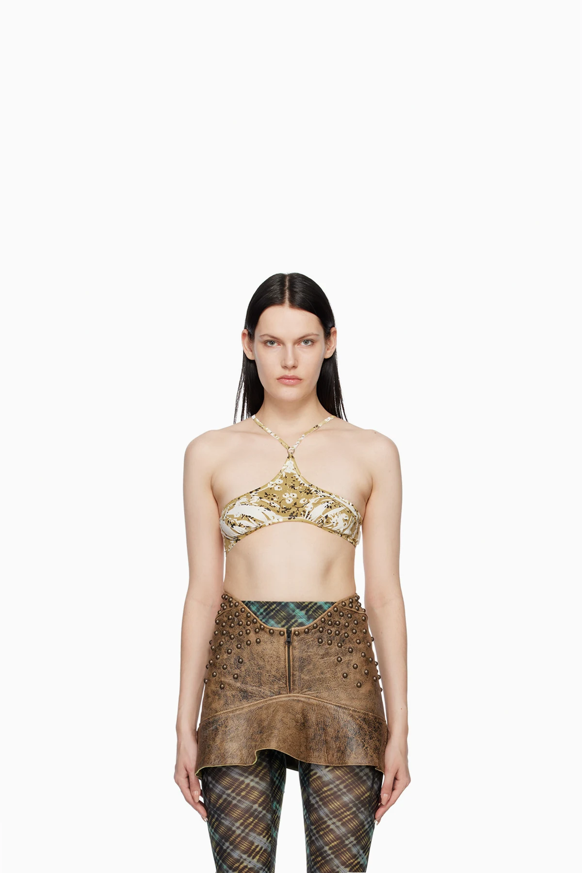 Yellow & Black CHK Bra