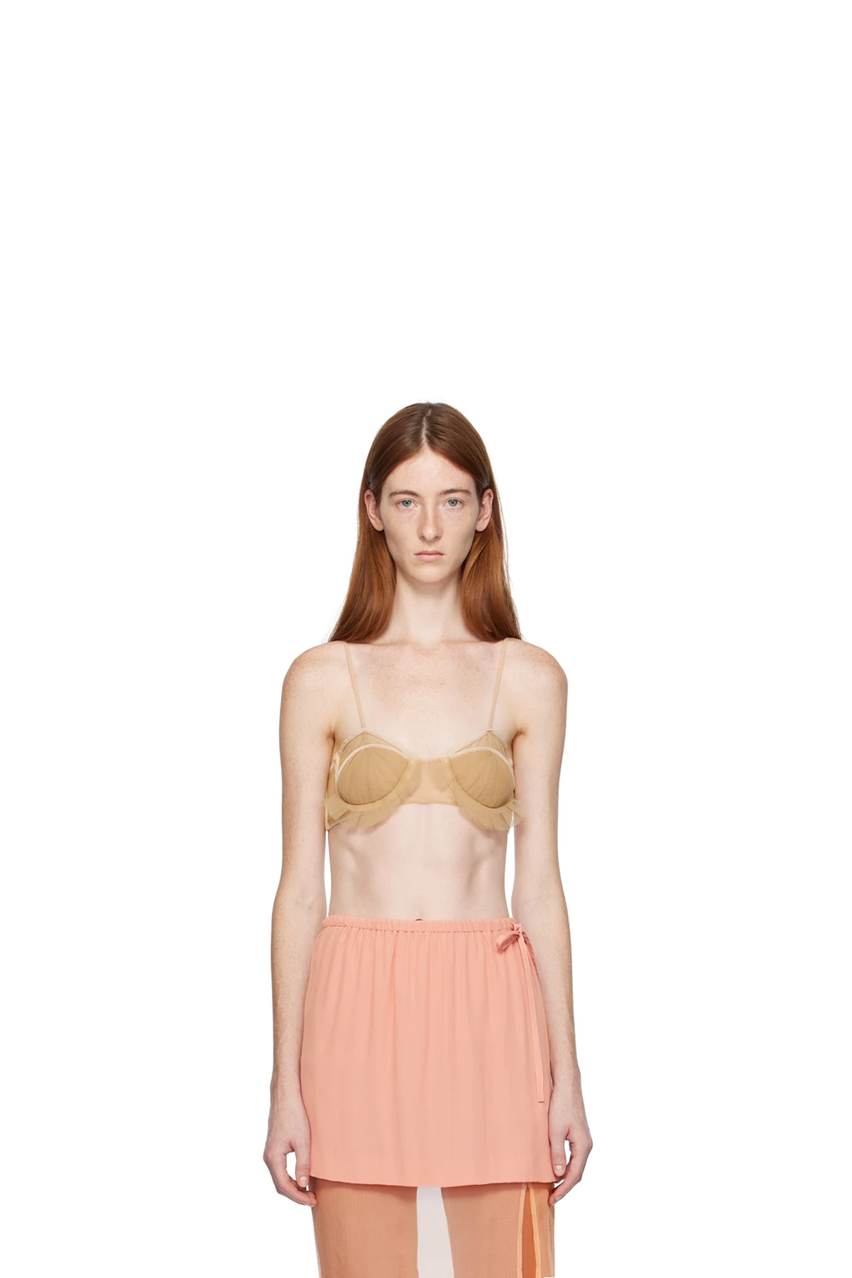 Beige Exploding Flower Bra