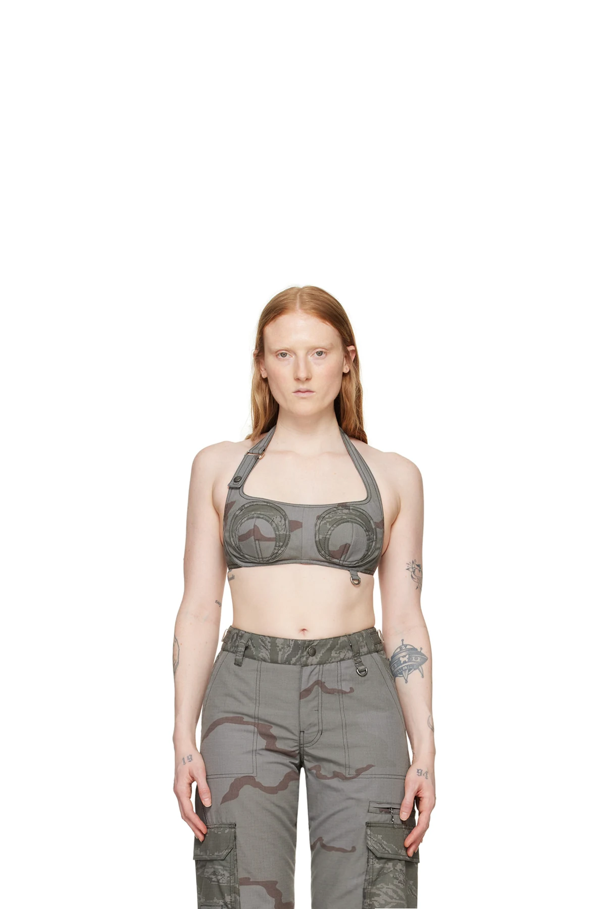 Gray Regenerated Camo Bra