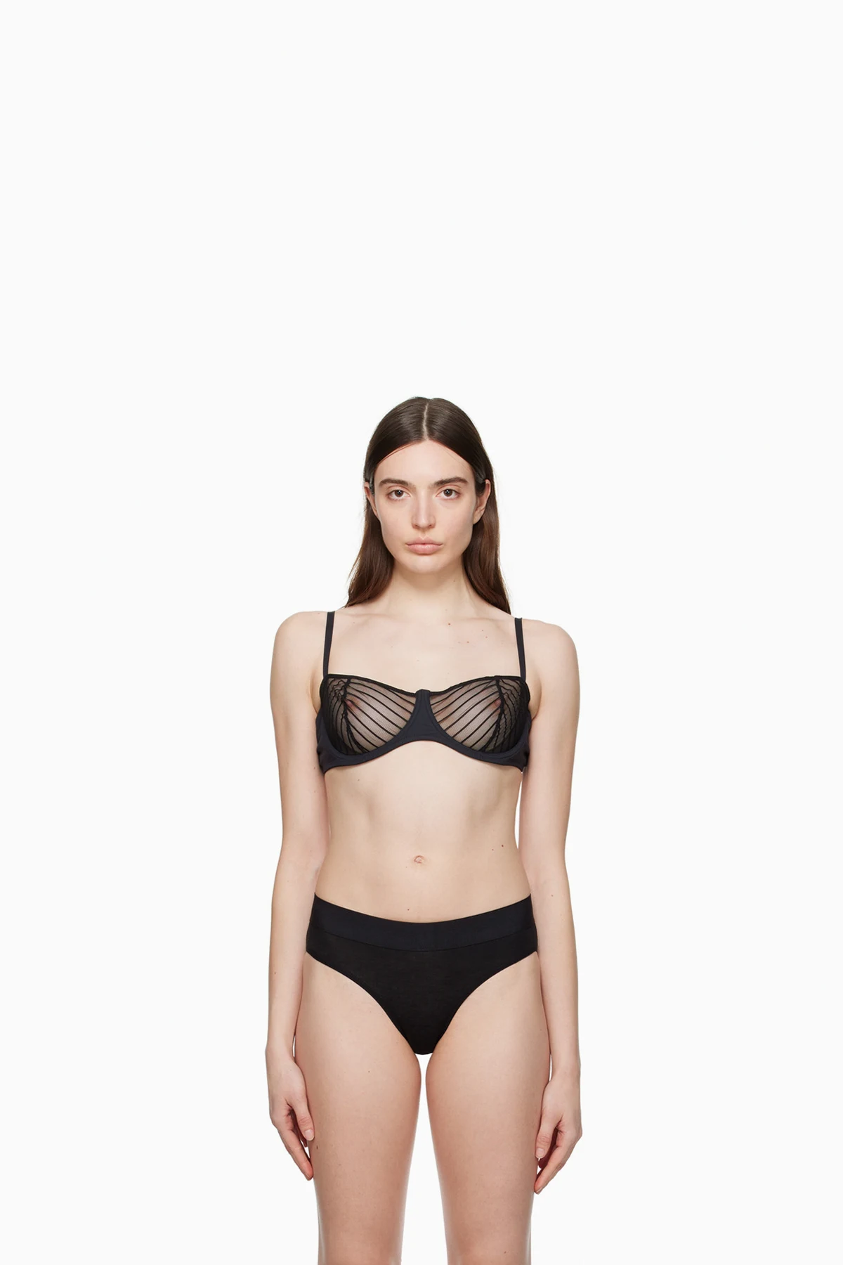 Black Shadow Stripe Bra