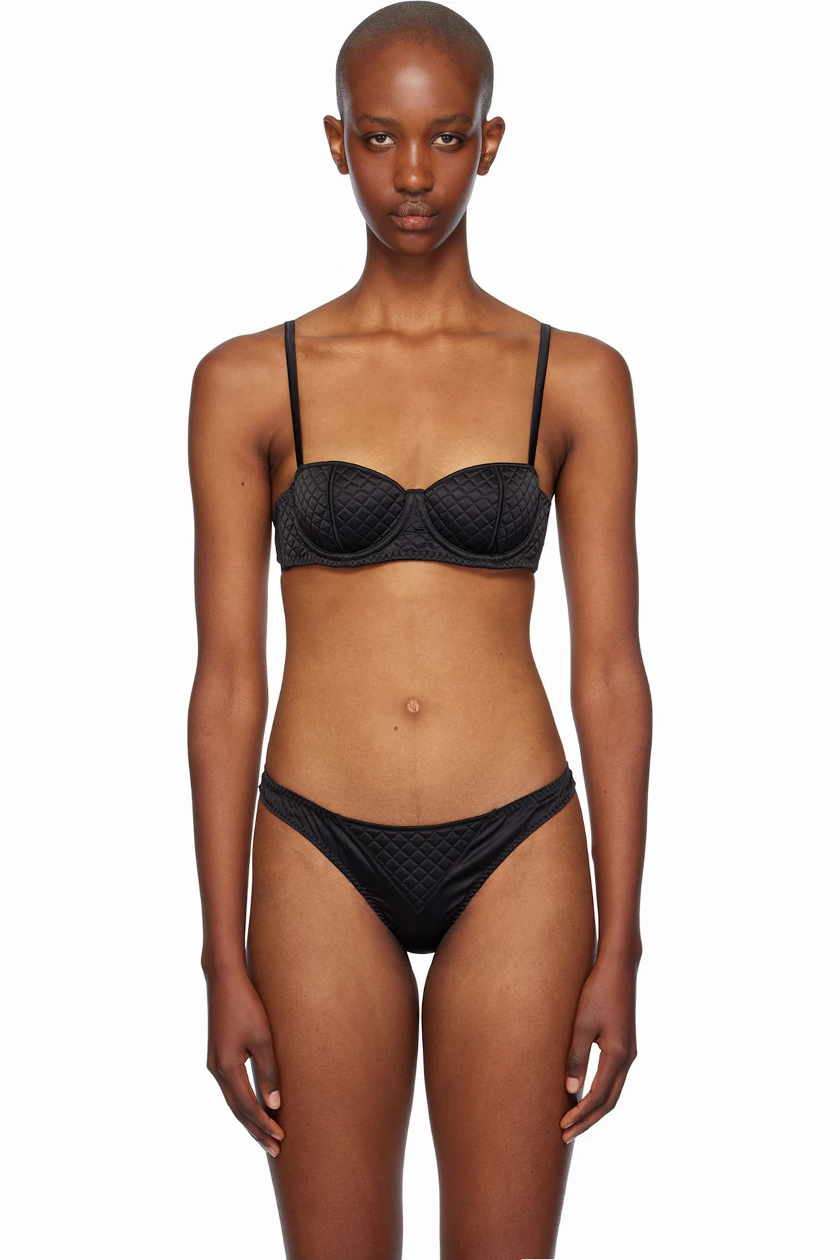 Black Quilted Luxe Balconette Bra