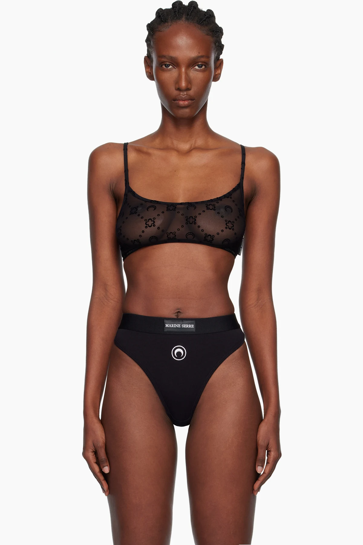 Black Recycled Mesh Flock Bralette