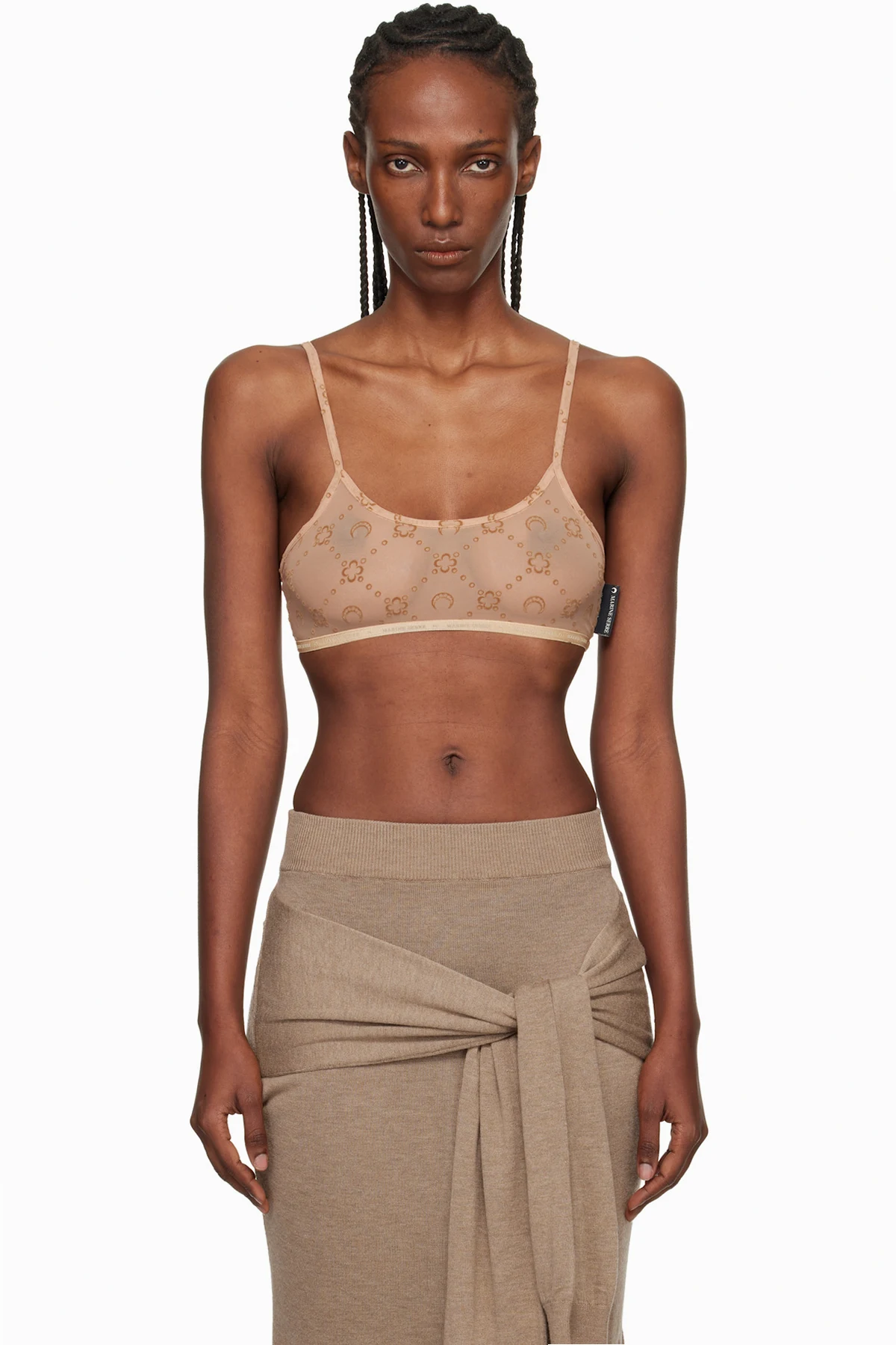 Tan Recycled Mesh Flock Bralette