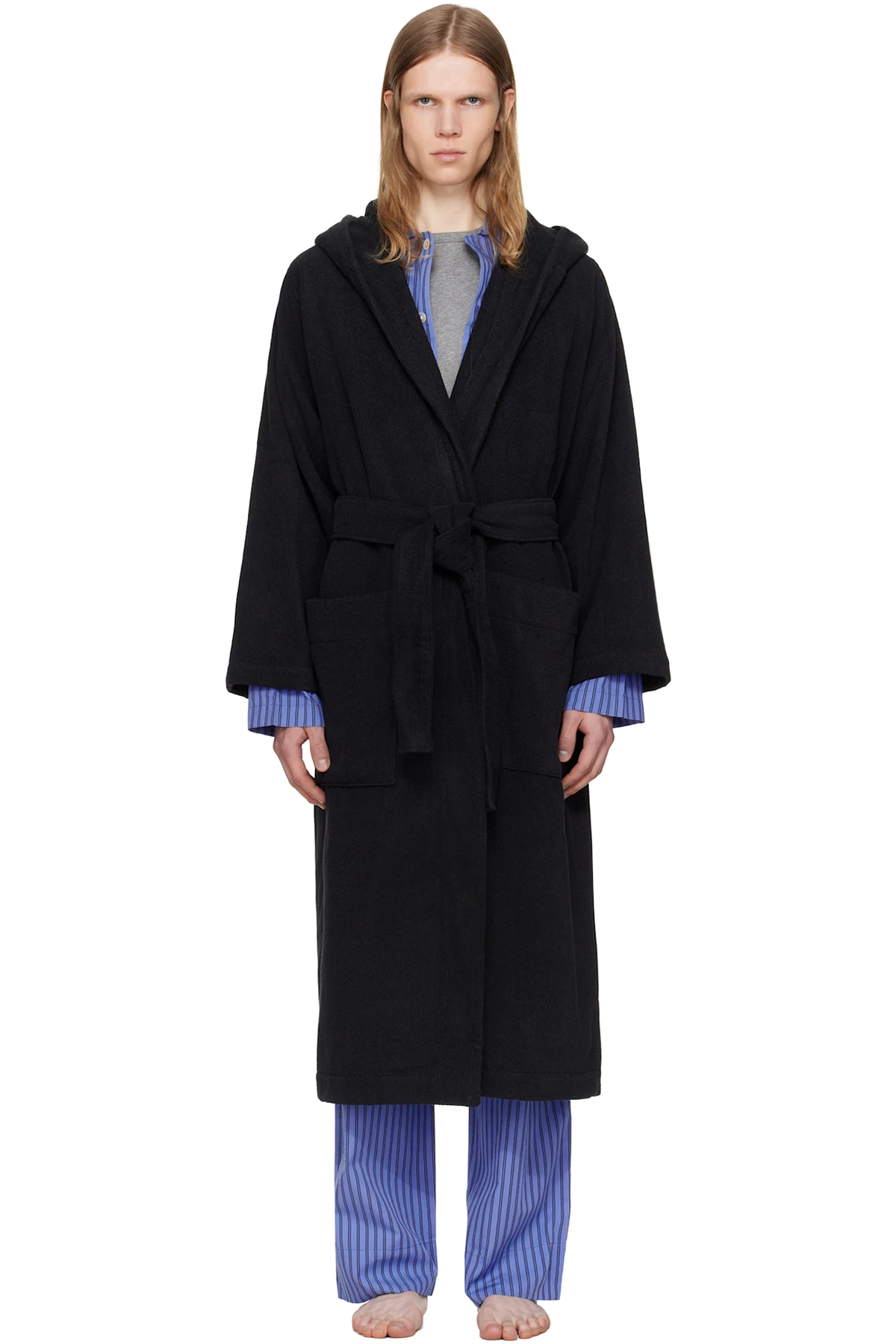 Black Terry Hooded Bathrobe