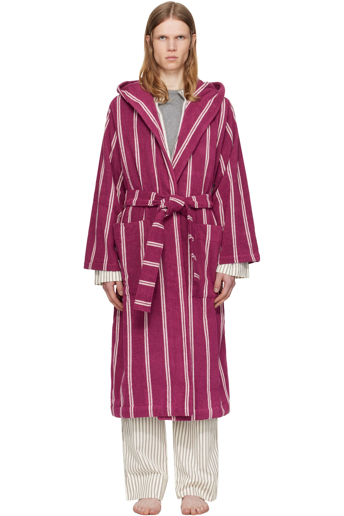 Burgundy Terry Hooded Bathrobe