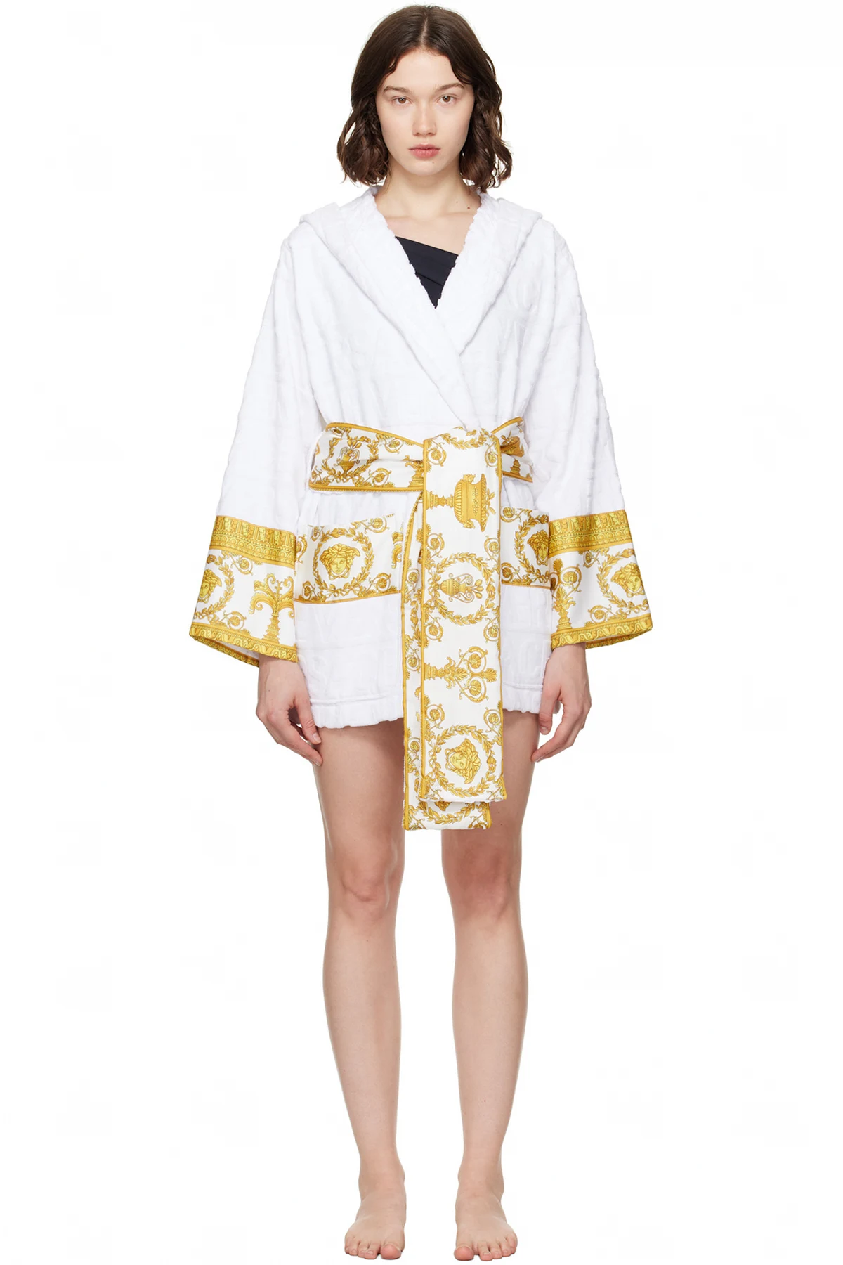White 'I Heart Baroque' Short Bathrobe