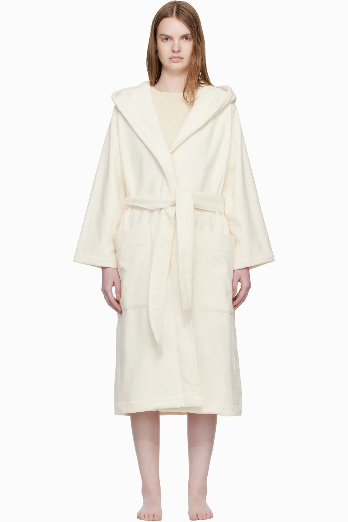 Off-White Terry Hooded Bathrobe