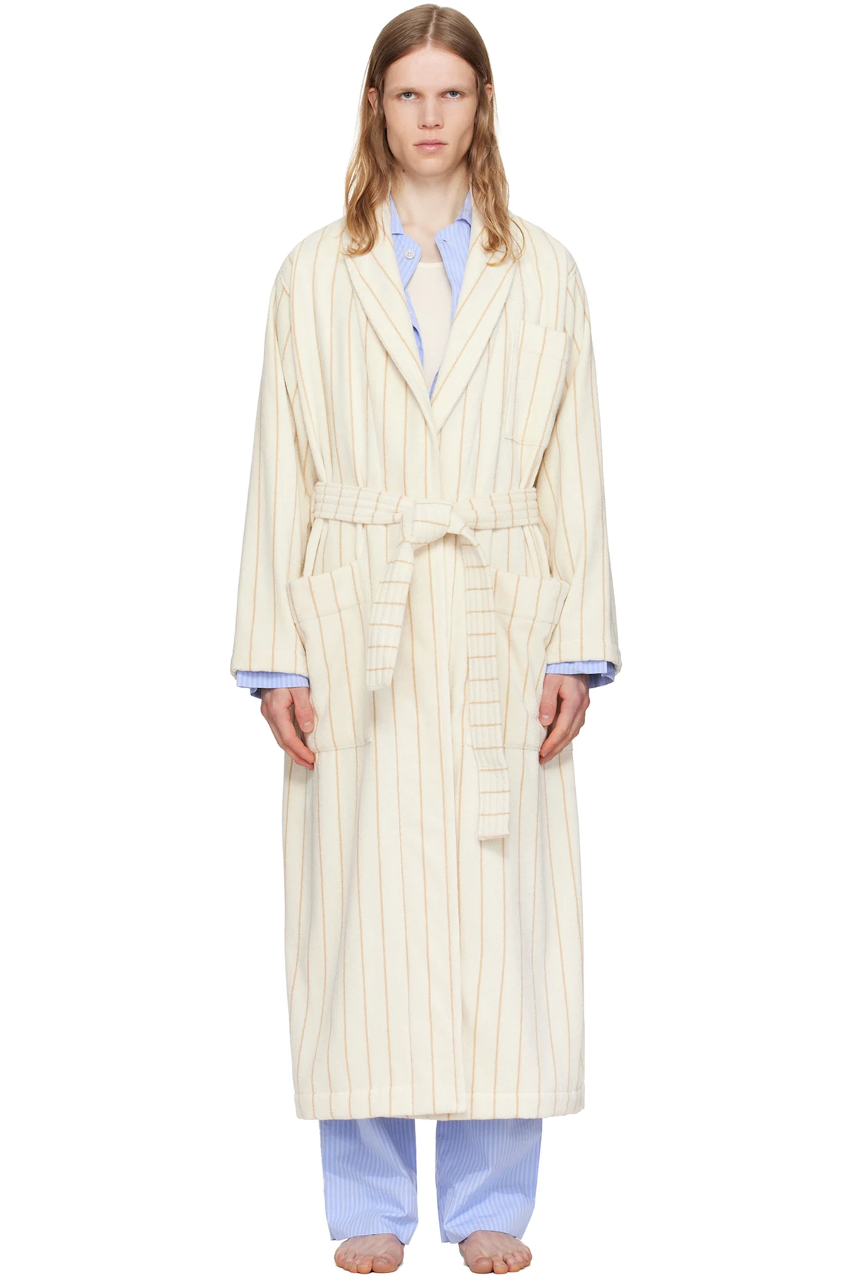 Off-White & Tan Terry Classic Bathrobe