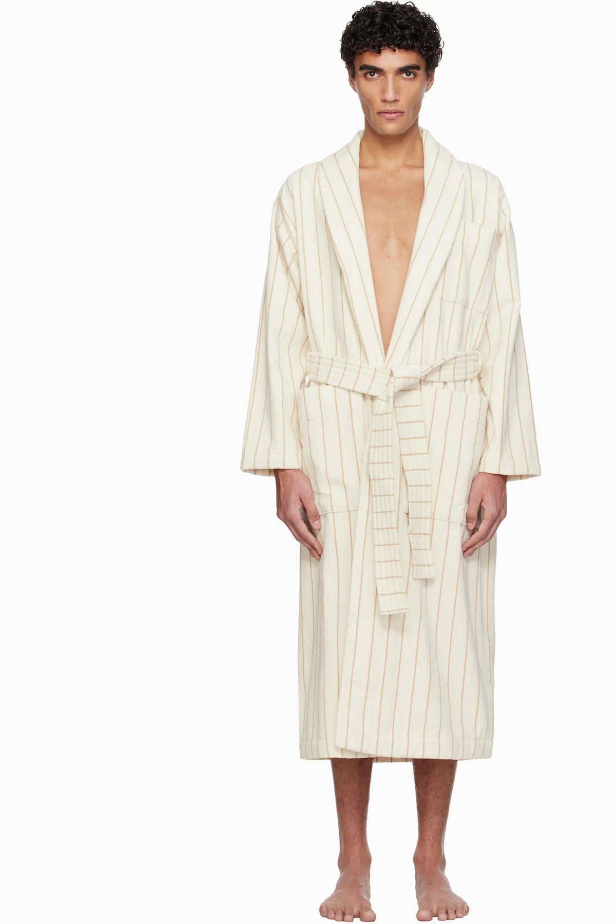 Off-White & Beige Terry Classic Bathrobe