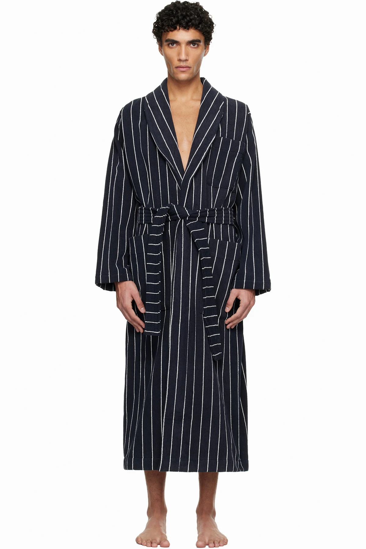 Navy & White Terry Classic Bathrobe