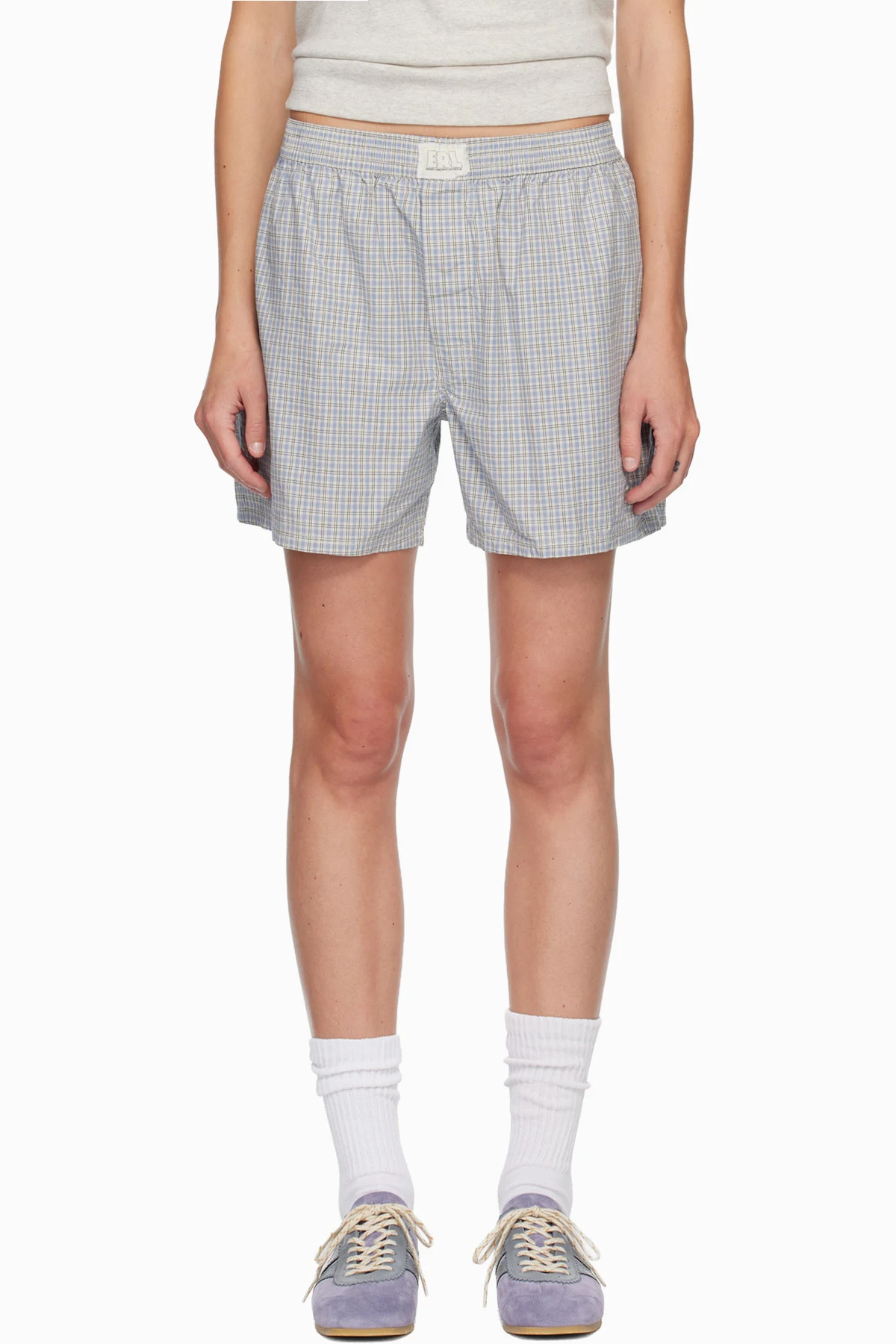 Blue Light Check Boxer Boy Shorts