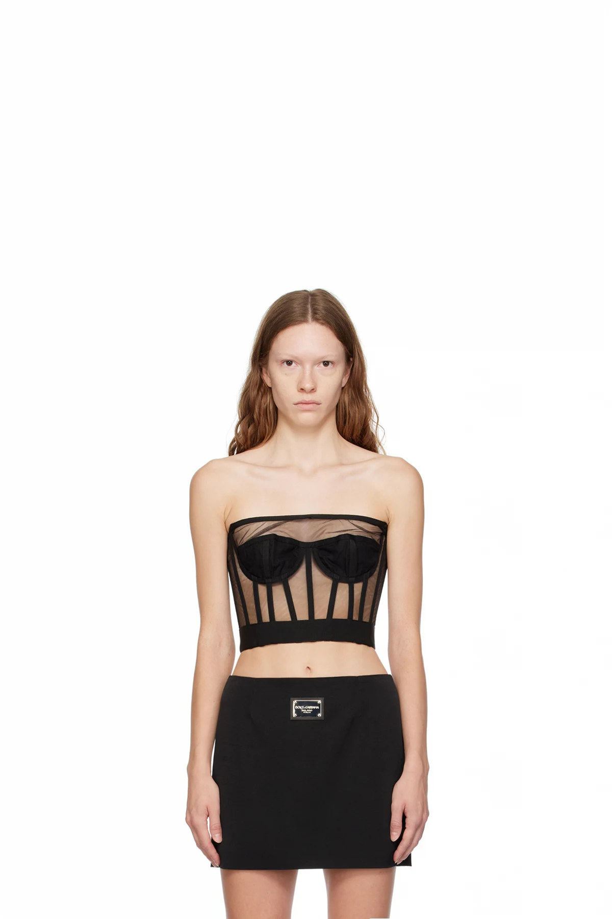 Black Straight Neck Corset