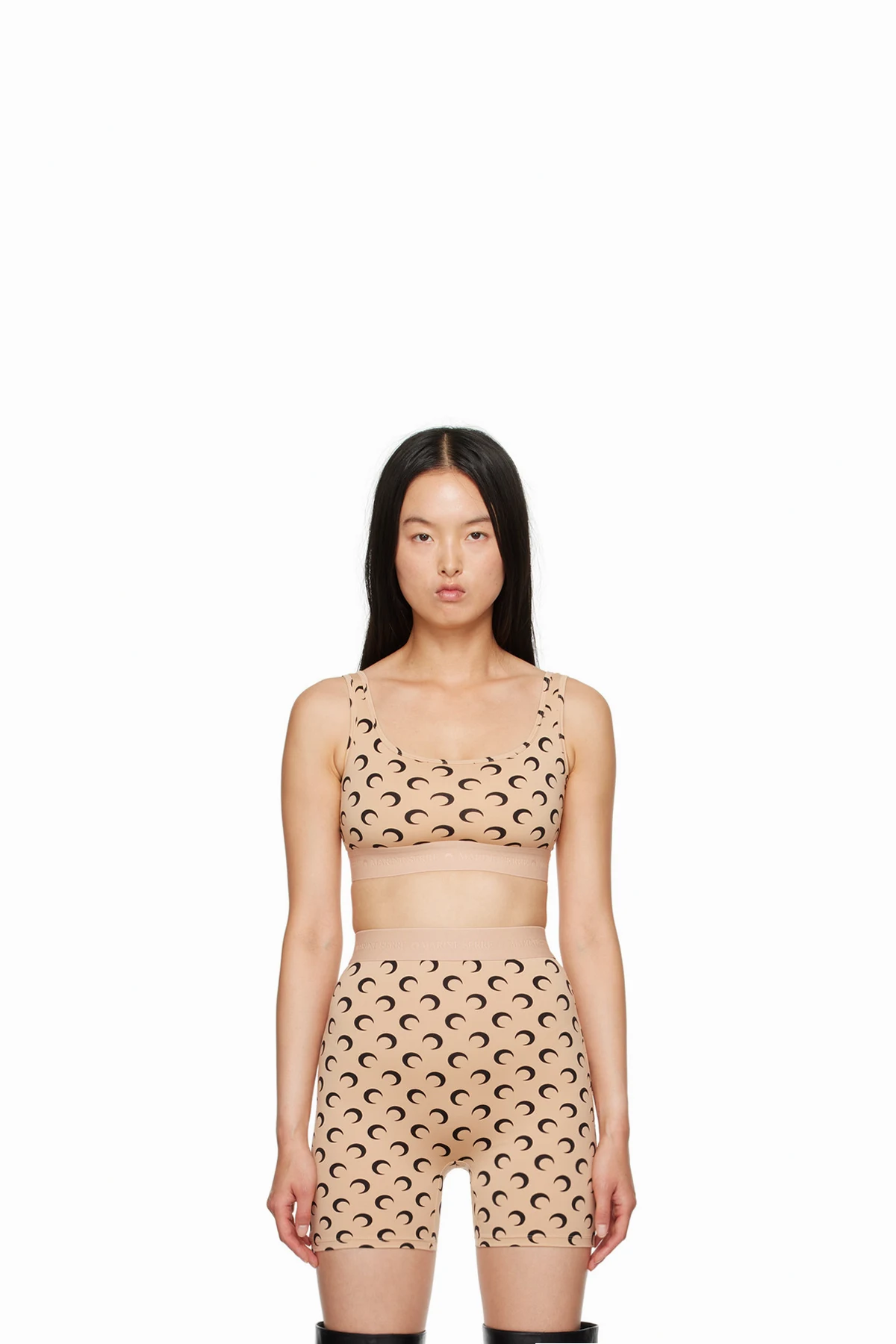 Tan All Over Moon Sport Bra
