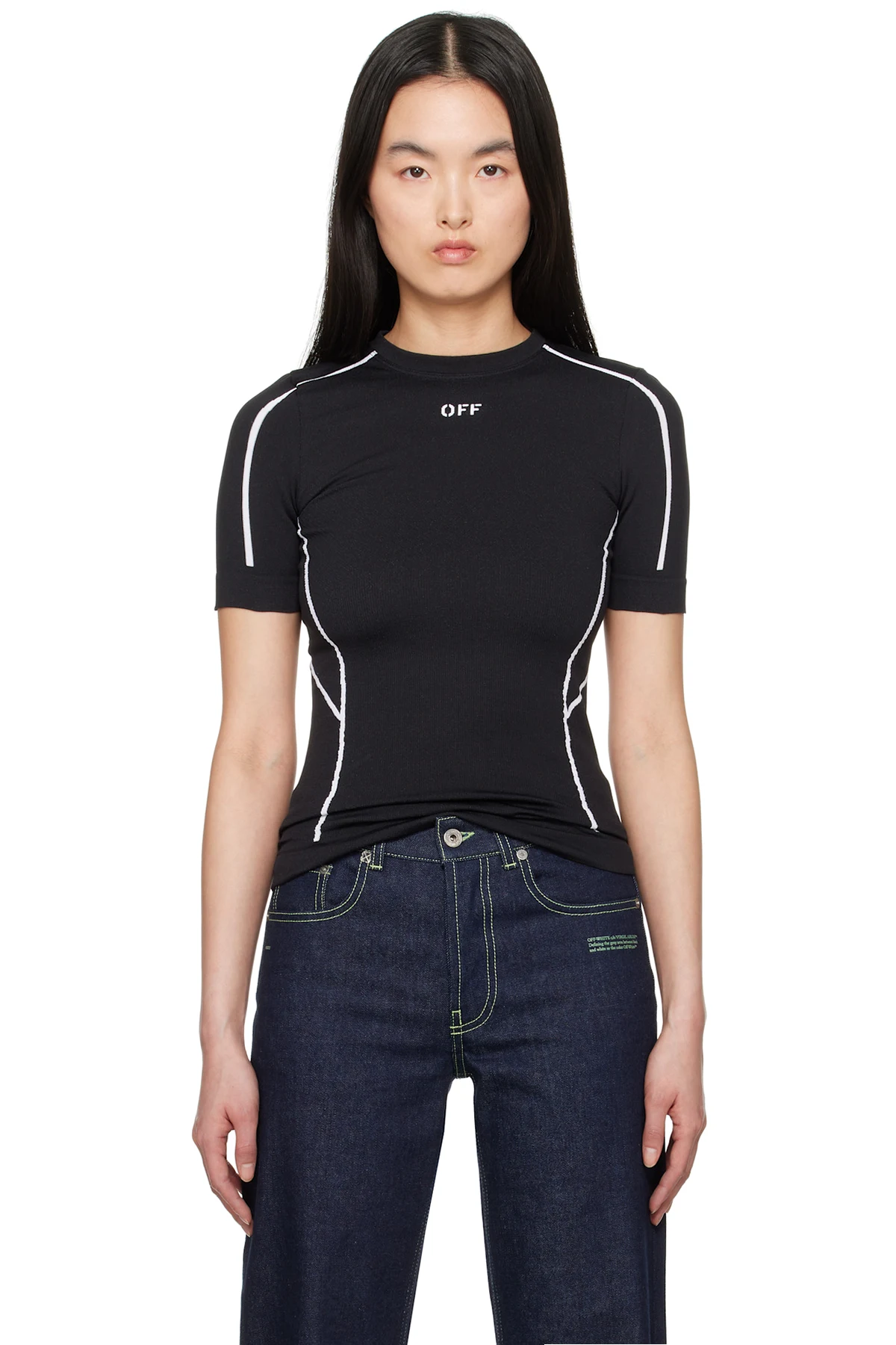 Black Seamless Short Sleeve Sport Top