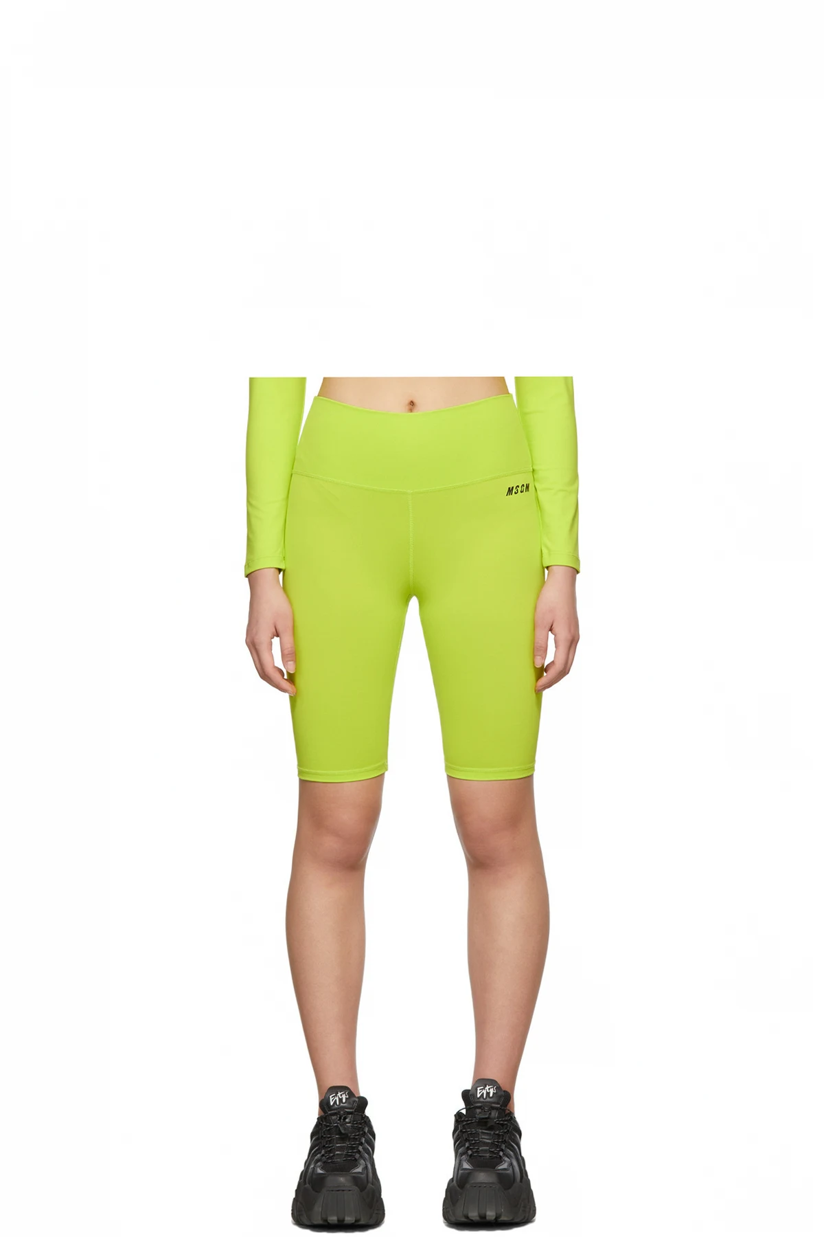 Green Micro Logo Bike Shorts