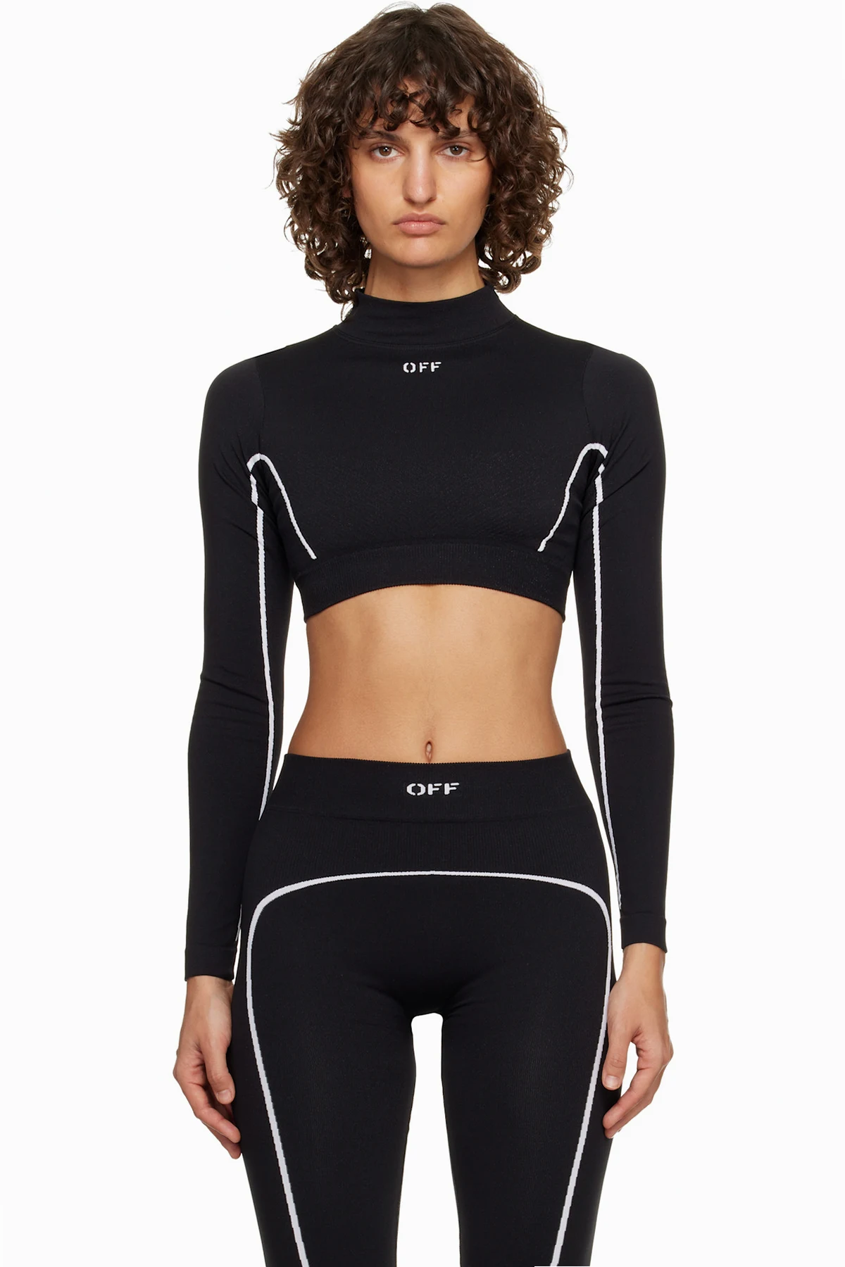 Black Off Stamp Seamless Crop Top