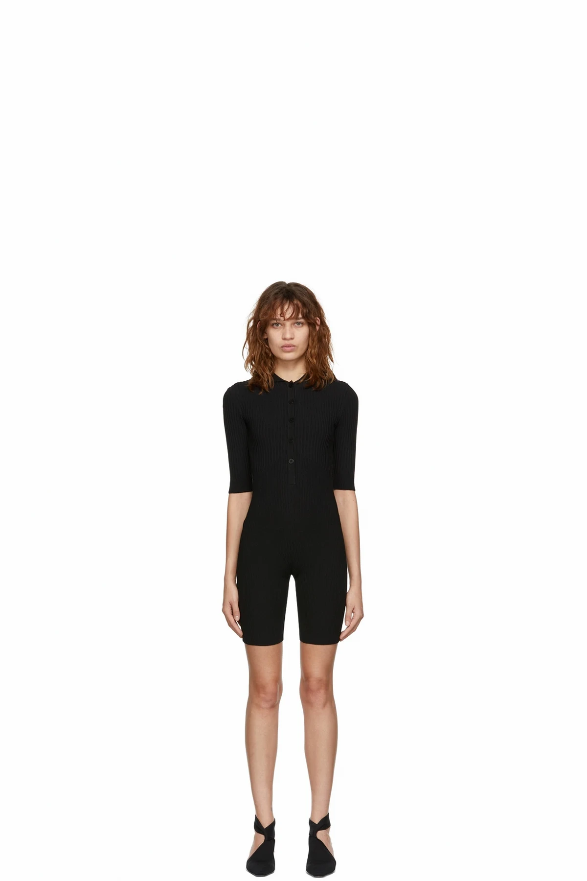 Black Ribbed Playsuit