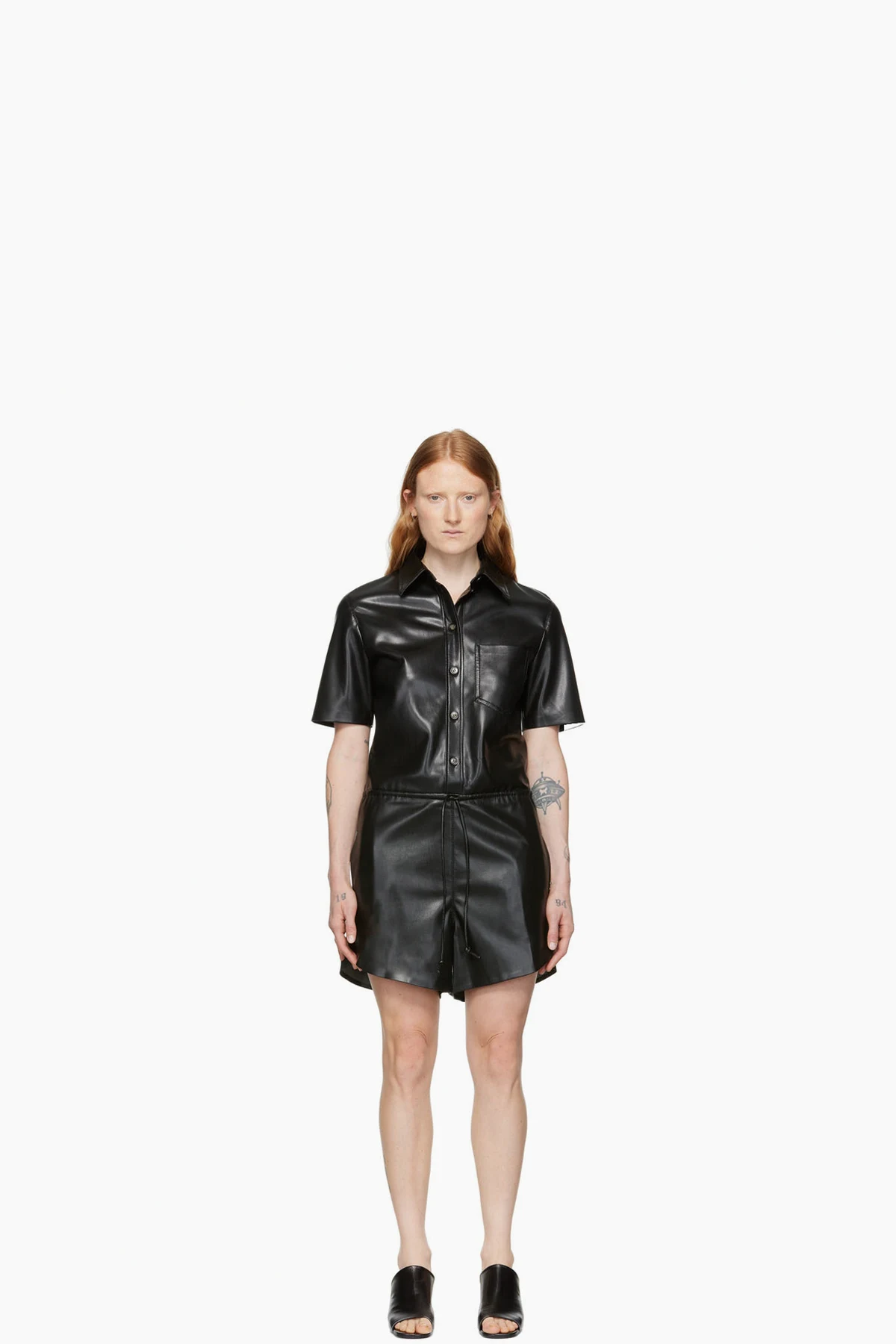 Black Leni Vegan Leather Jumpsuit