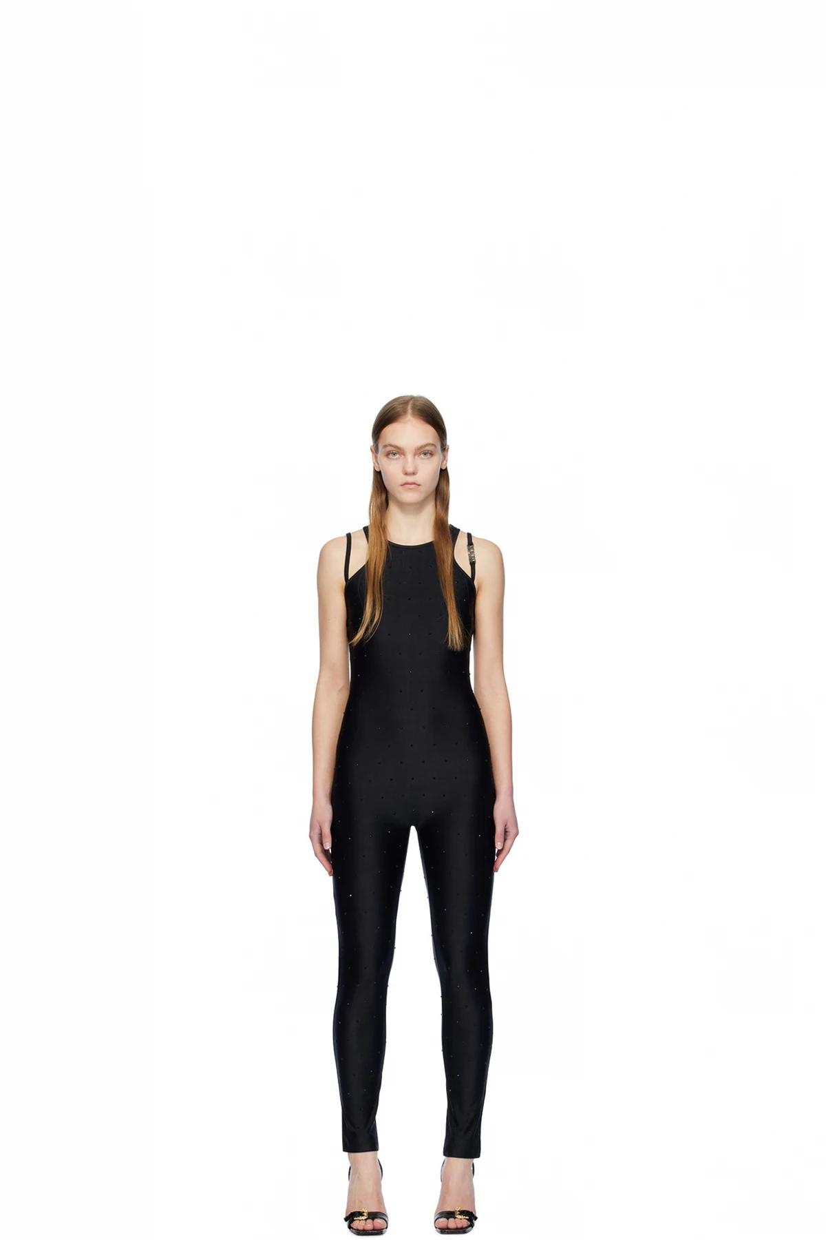 Black Crystal-Cut Jumpsuit