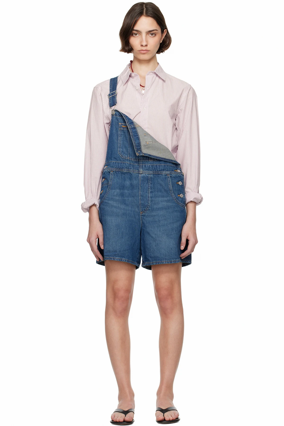 Blue Utility Shortall Denim Overalls
