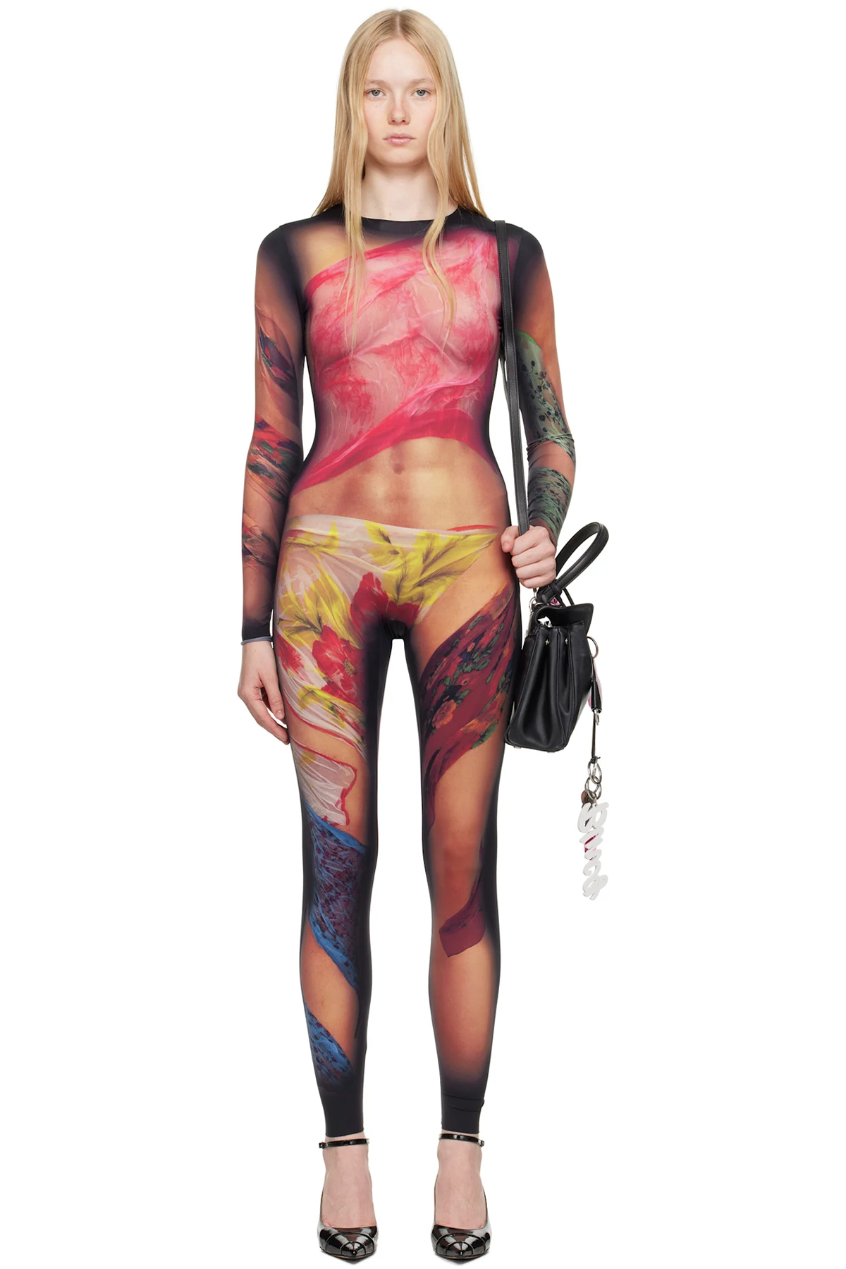 Multicolor Recycled Draped Statue Jersey Unitard