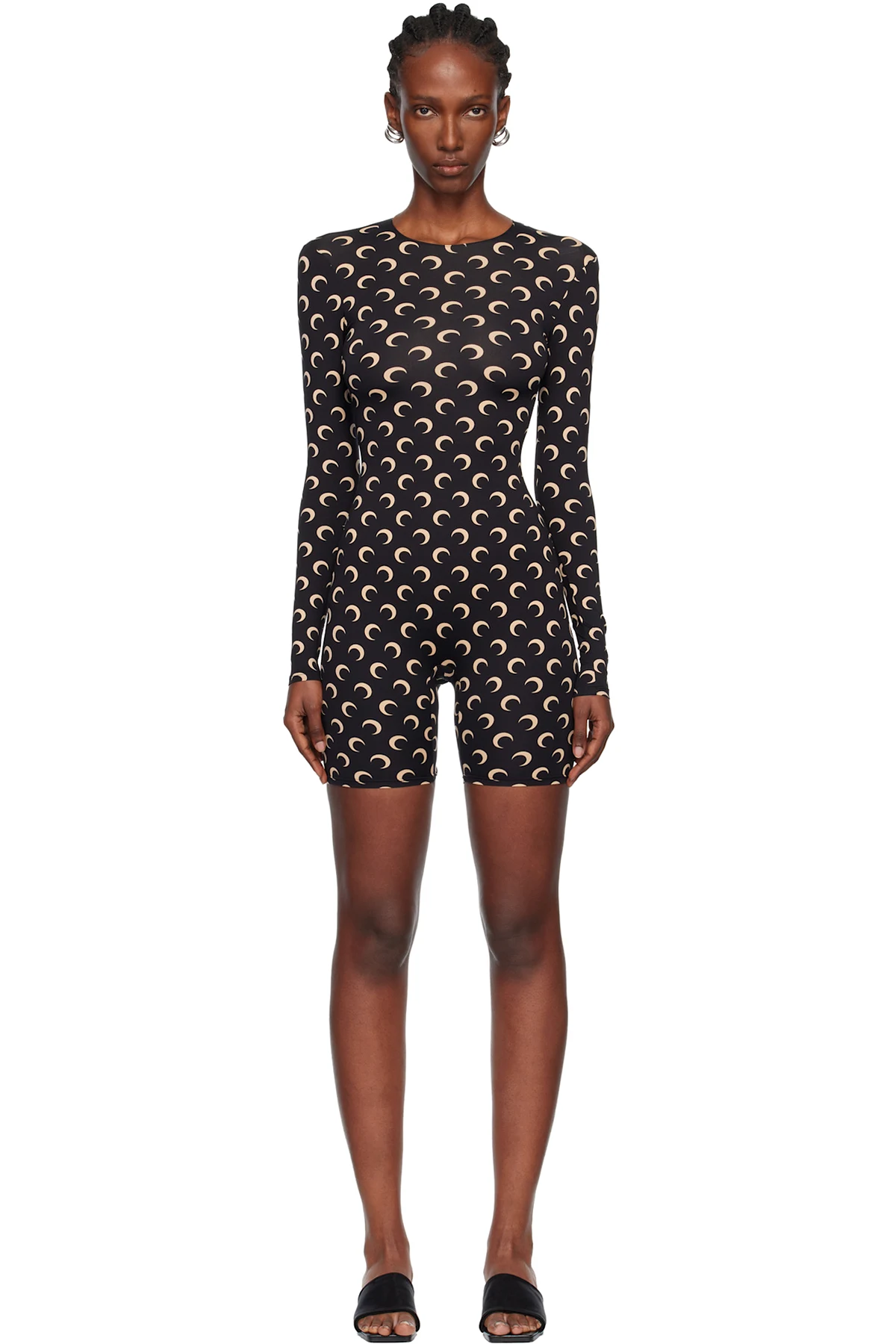 Black Recycled Moon Jersey Short Catsuit