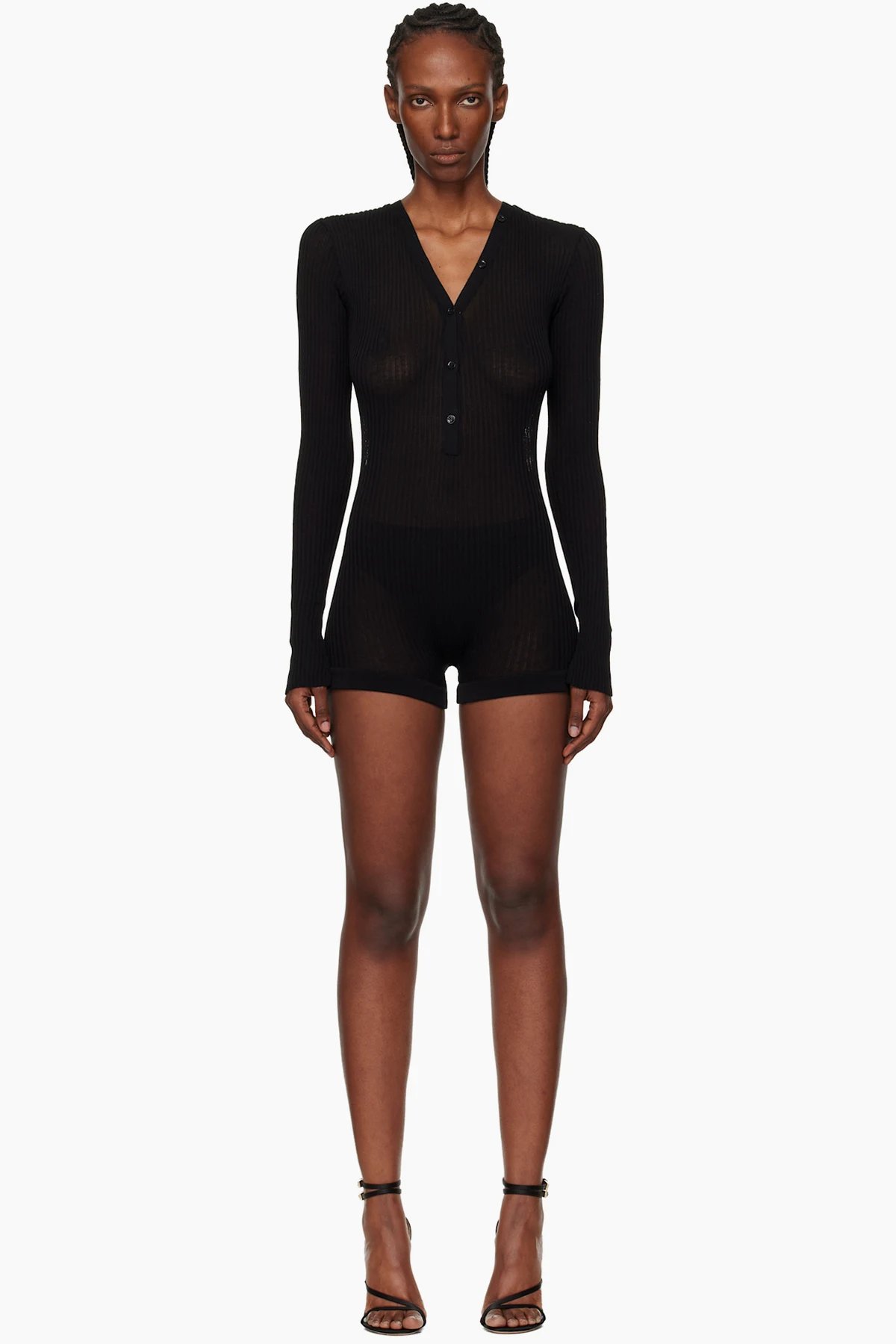 Black Knit Cotton Bodyshort