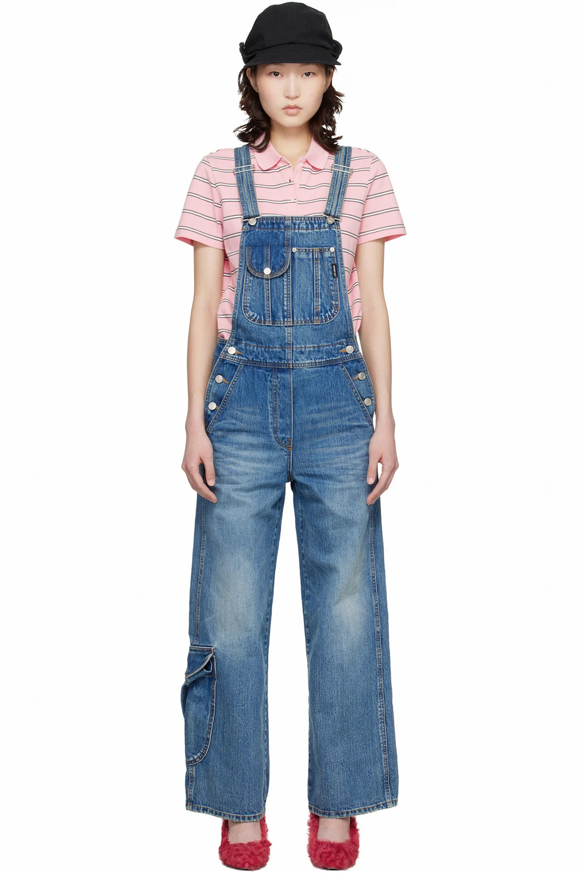 Blue Cargo Pocket Denim Overalls