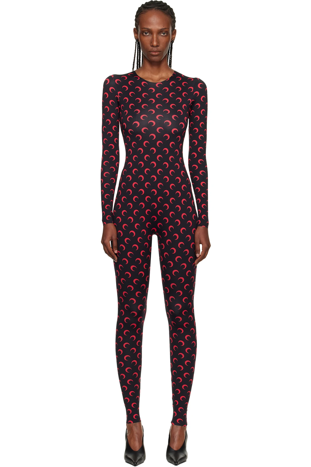 Black Moon Printed Jersey LS Jumpsuit