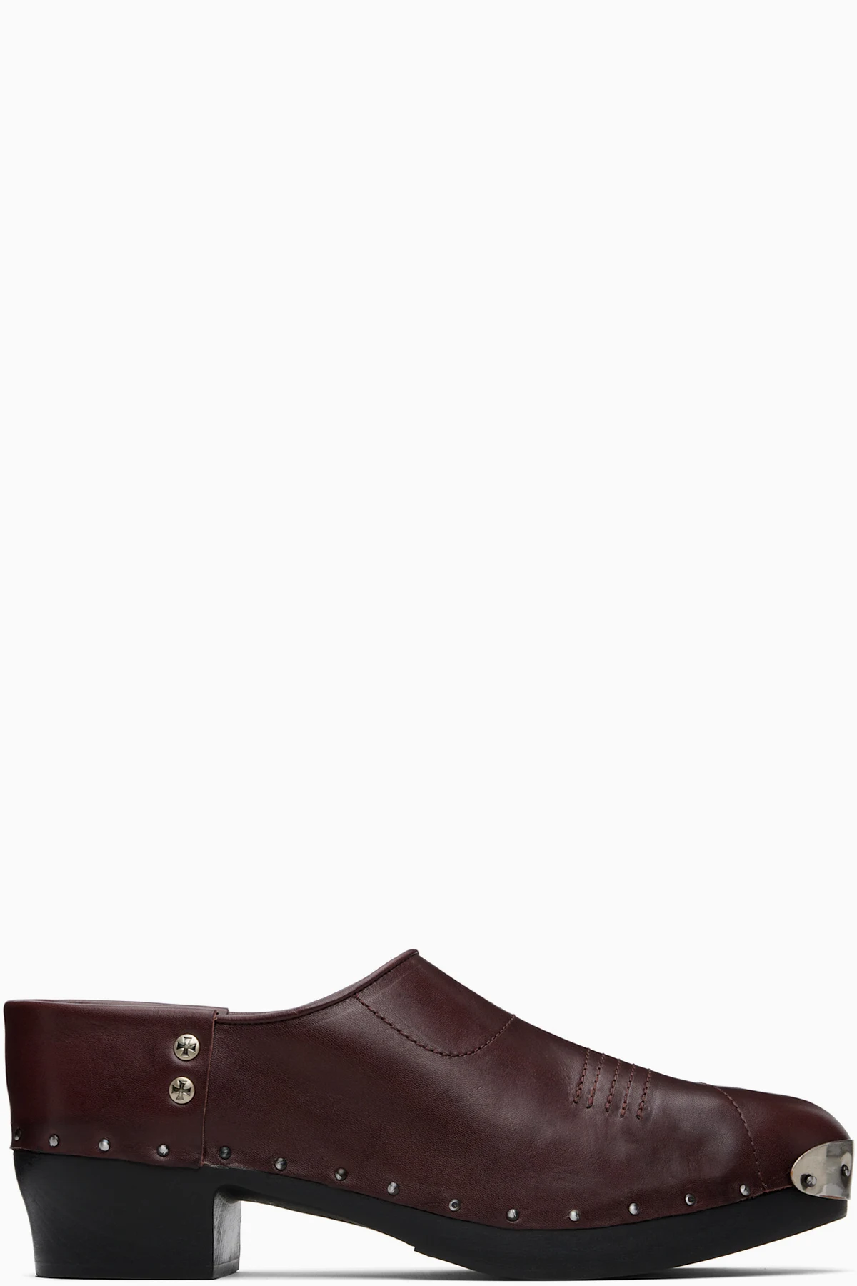 Burgundy Metal Hardware Clogs