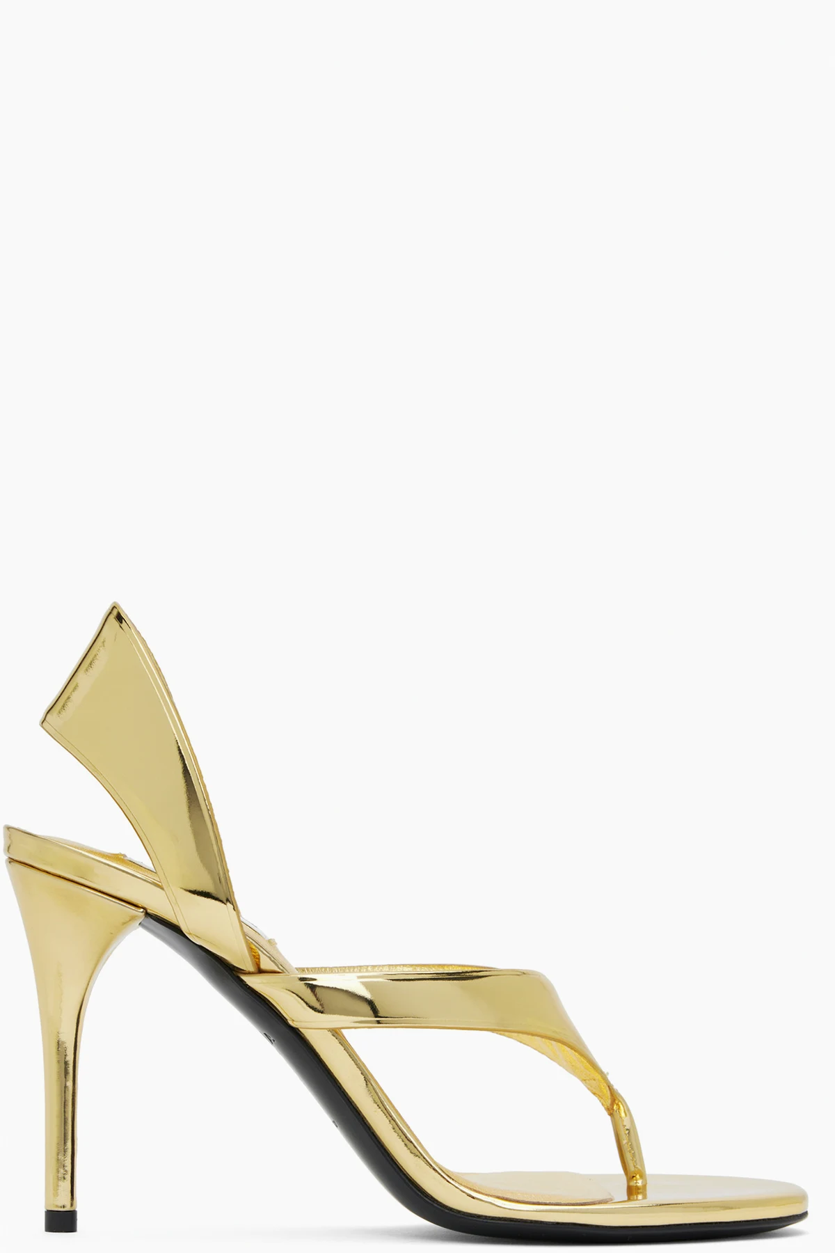 Gold Infradito Heeled Sandals