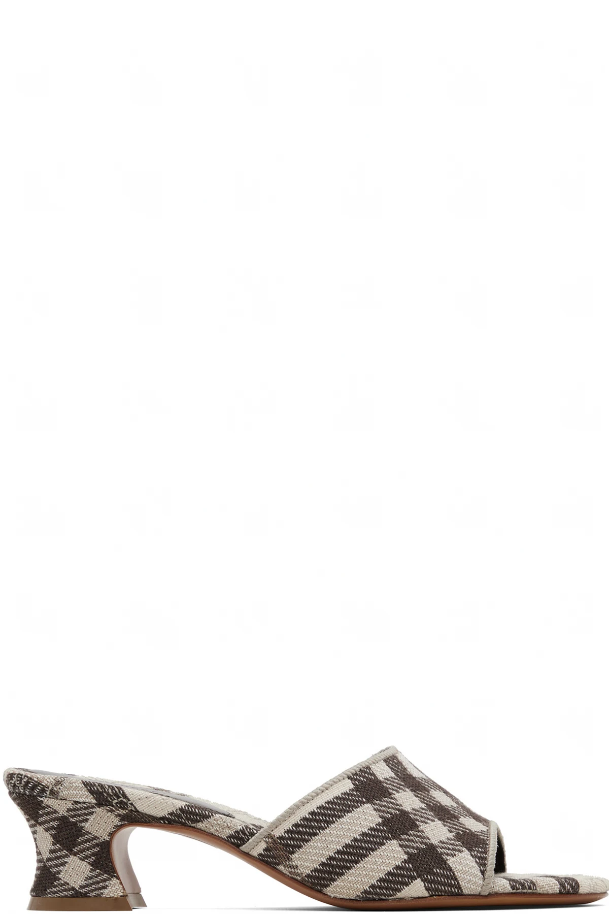 Brown & White Check Sloane Mule Heeled Sandals
