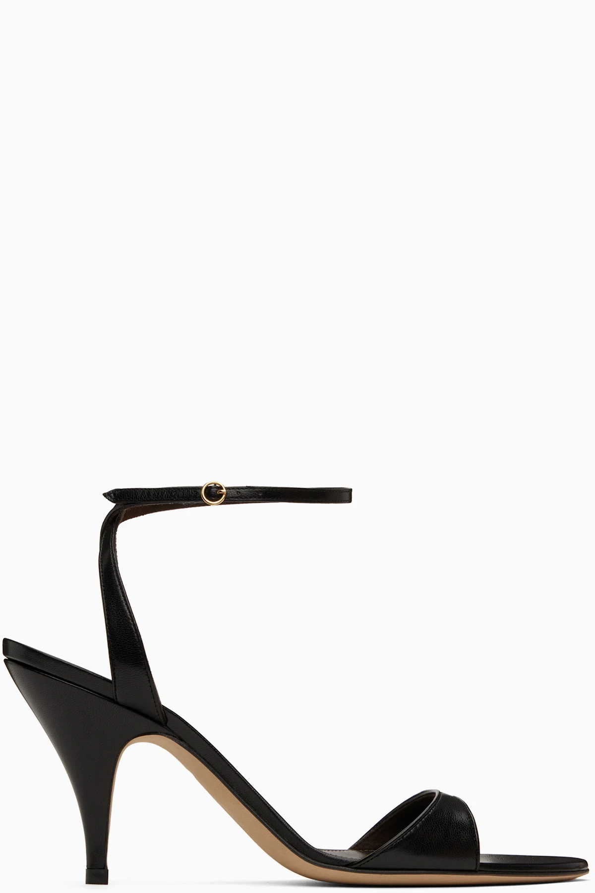 Black Vika Ankle Strap Heeled Sandals