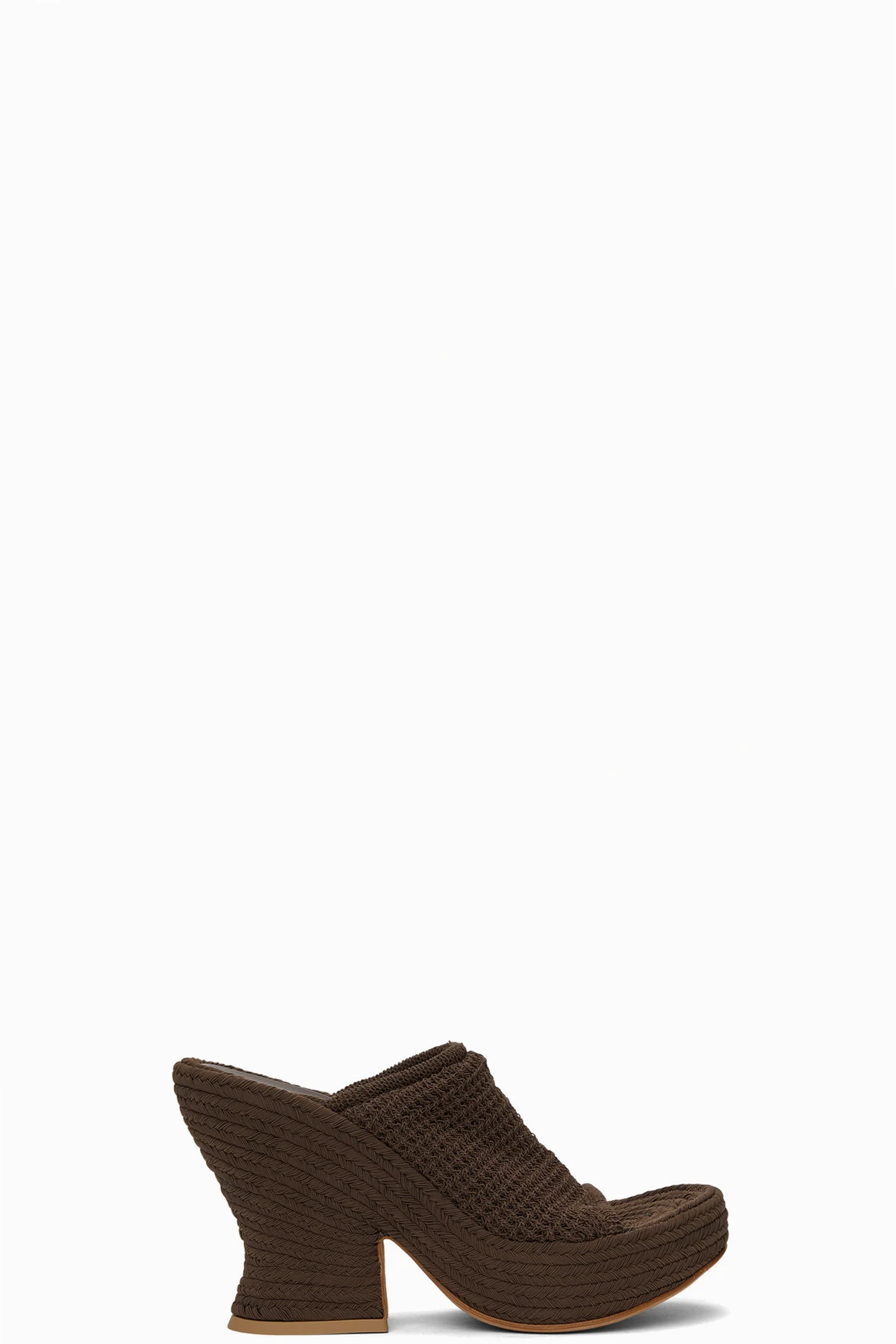 Brown Knit Wedge Sandals