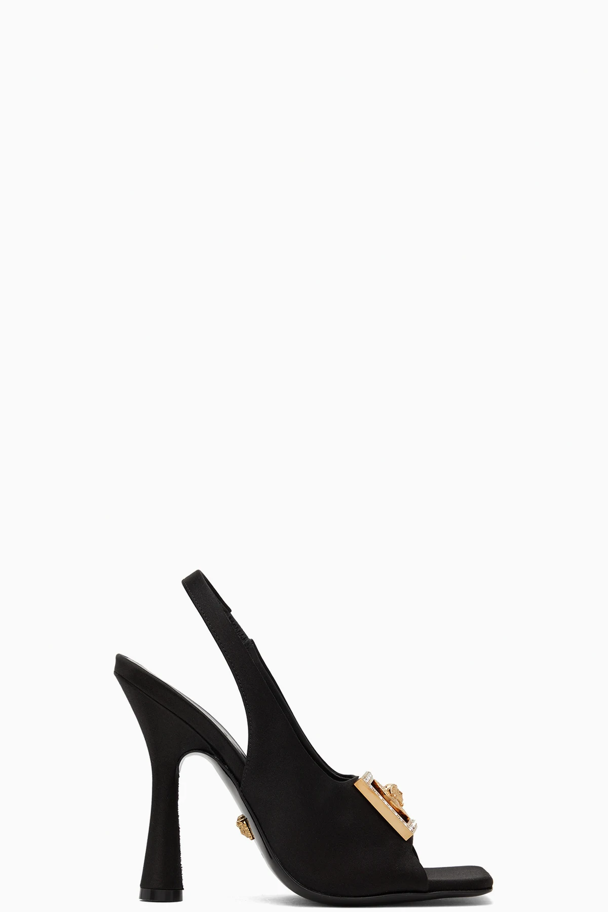 Black Medusa Slingback Heeled Sandals