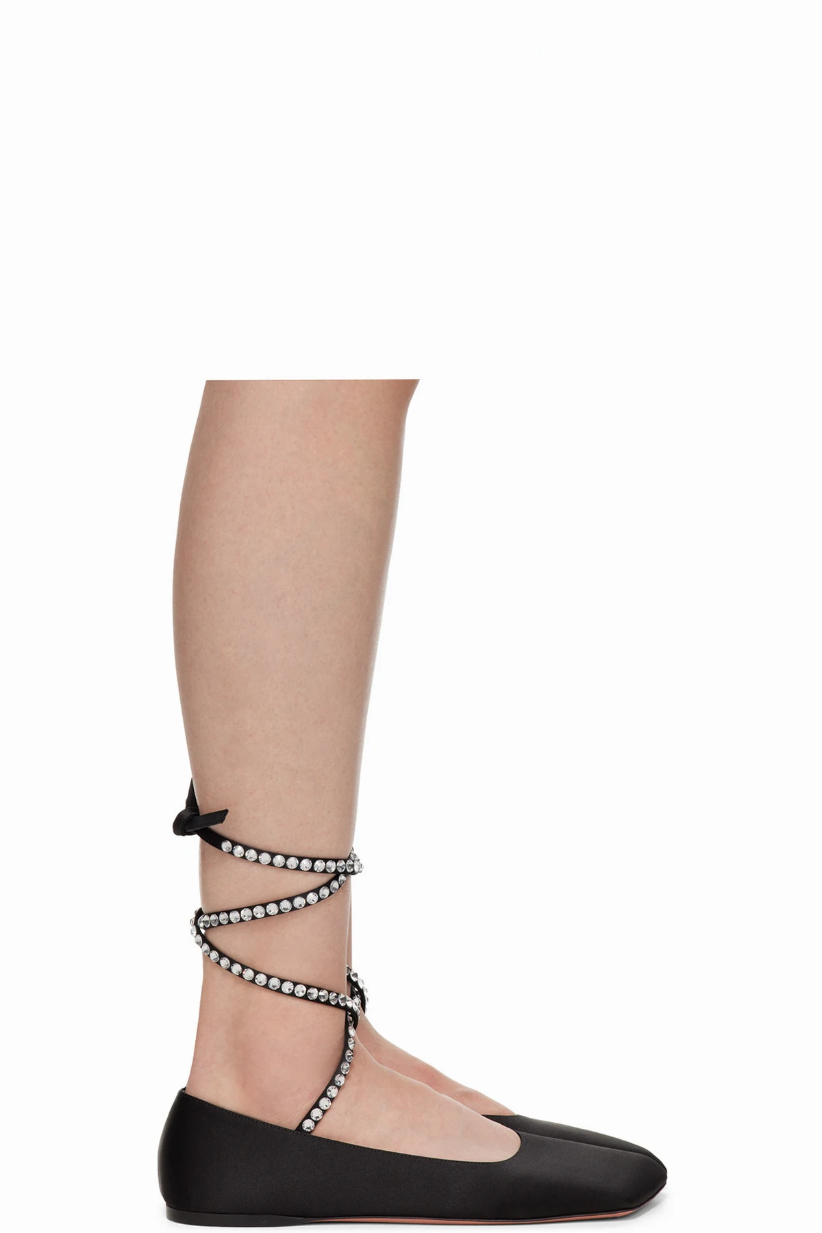 Black Ane Lace Up Ballerina Flats