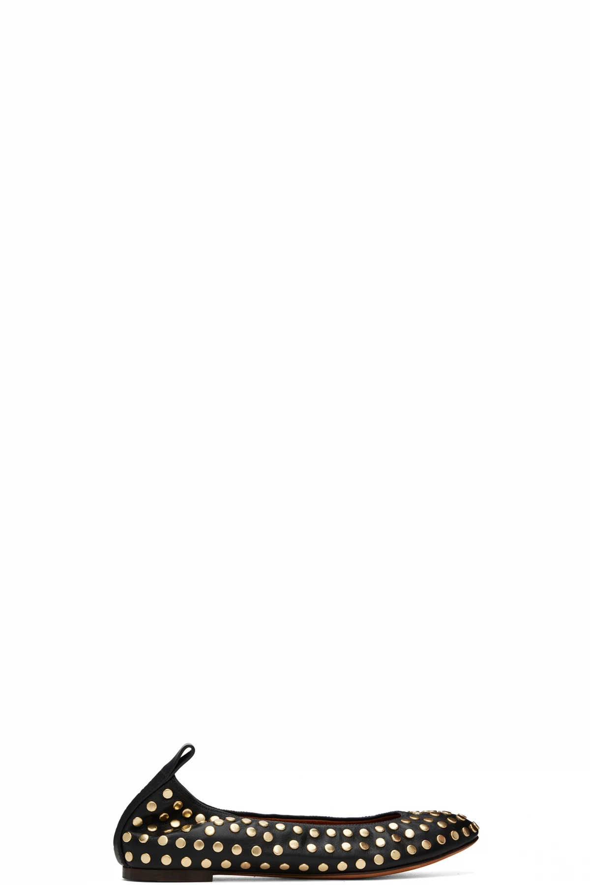 Black Studs Leather Ballerina Flats