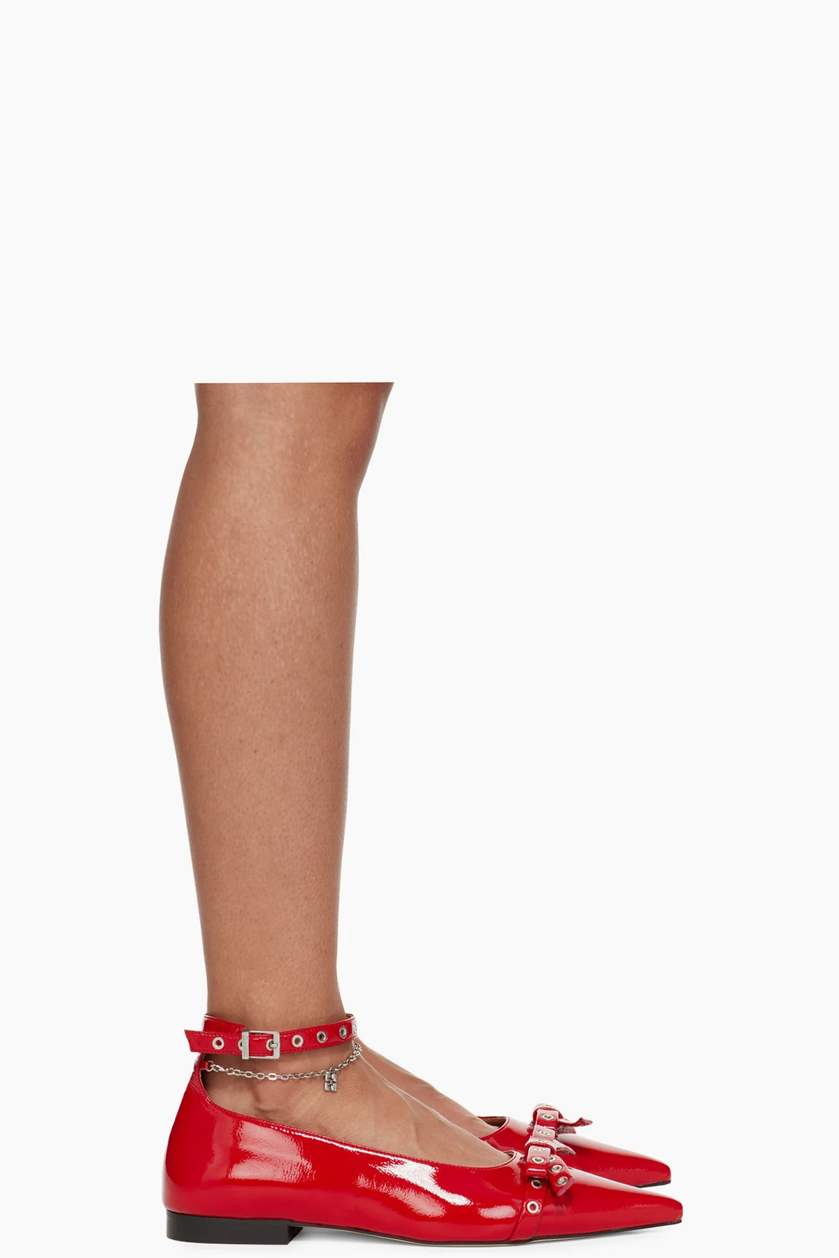 Red Eyelet Jewel Ballerina Flats