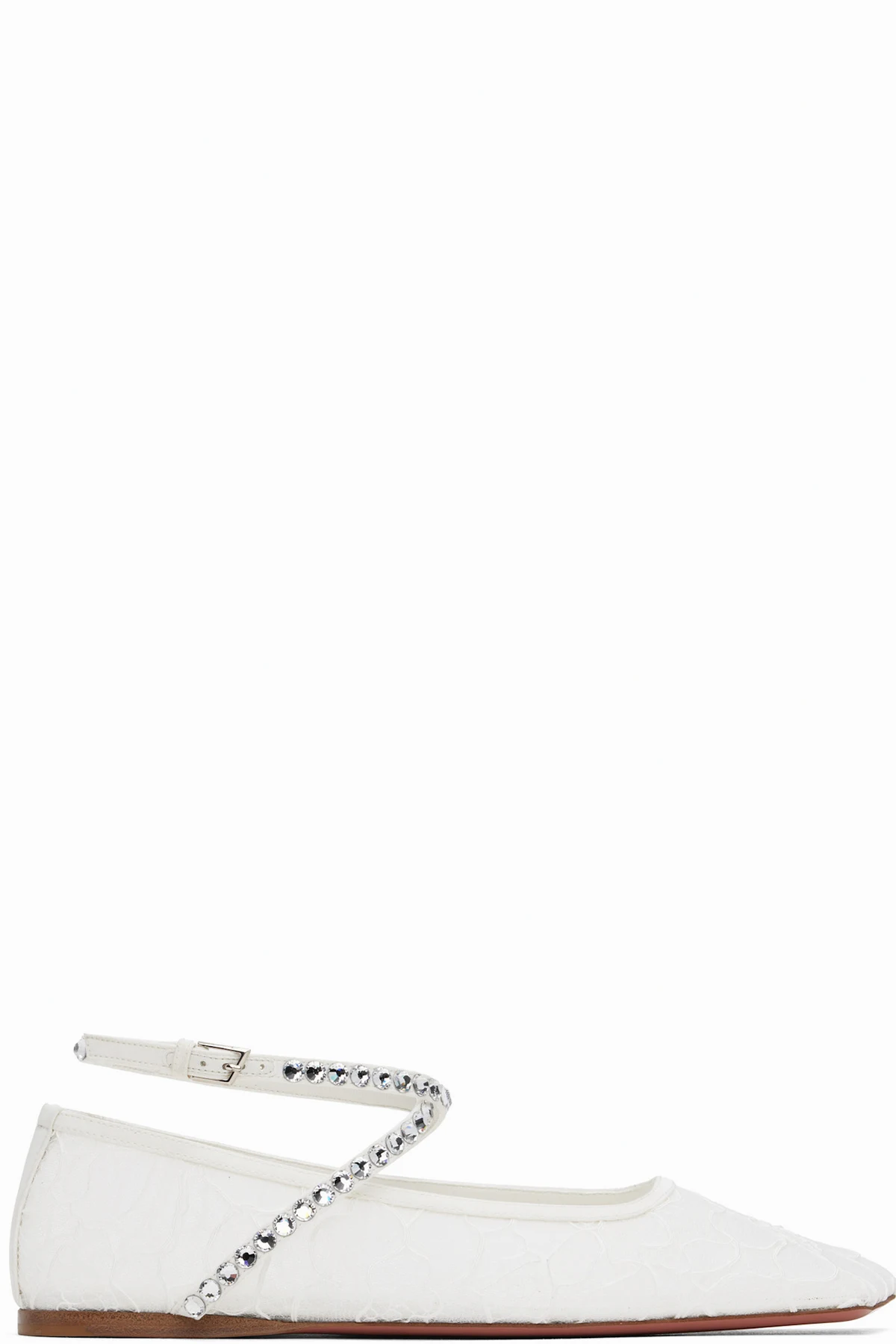 White Ane Lace Ballerina Flats
