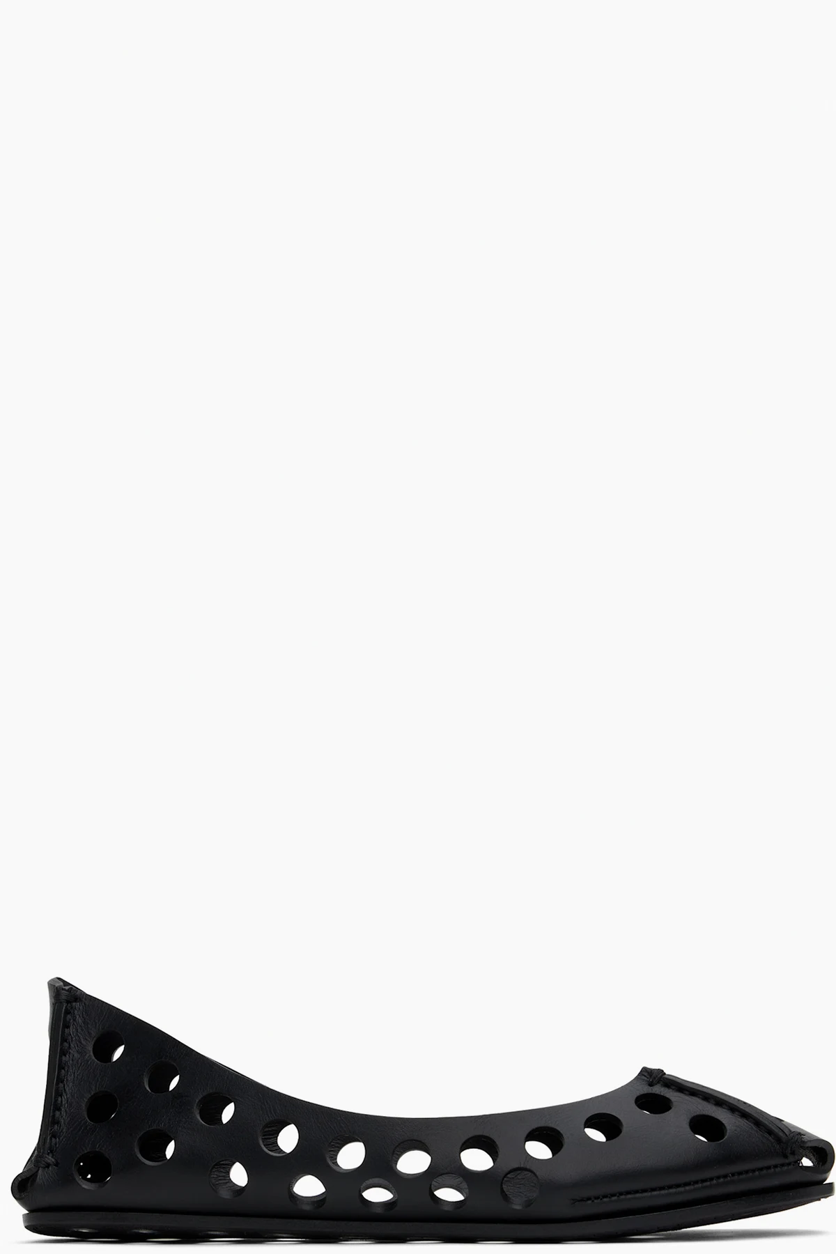Black Perfo Calfskin Ballerina Flats