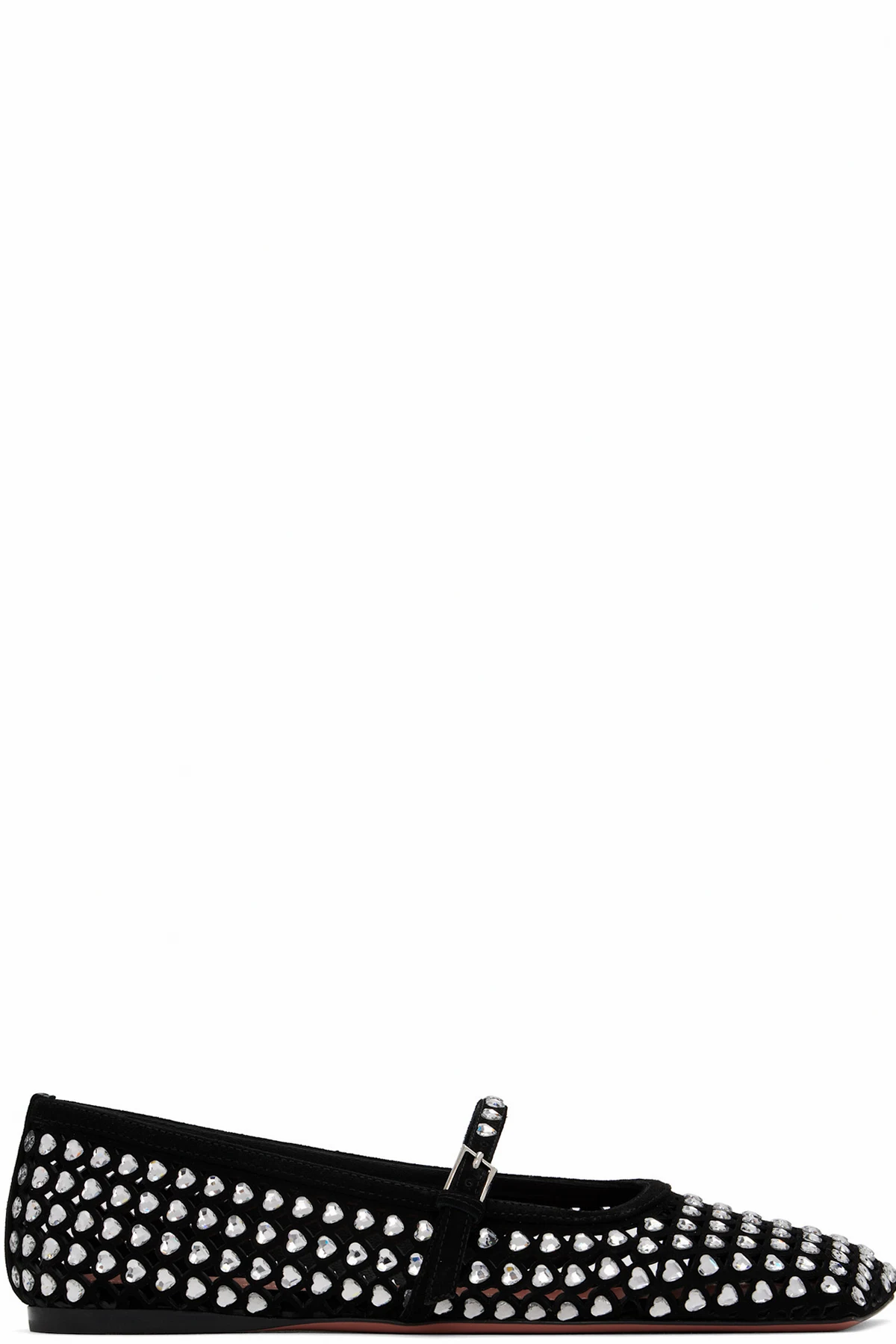 Black Ane Crystal Heart Ballerina Flats