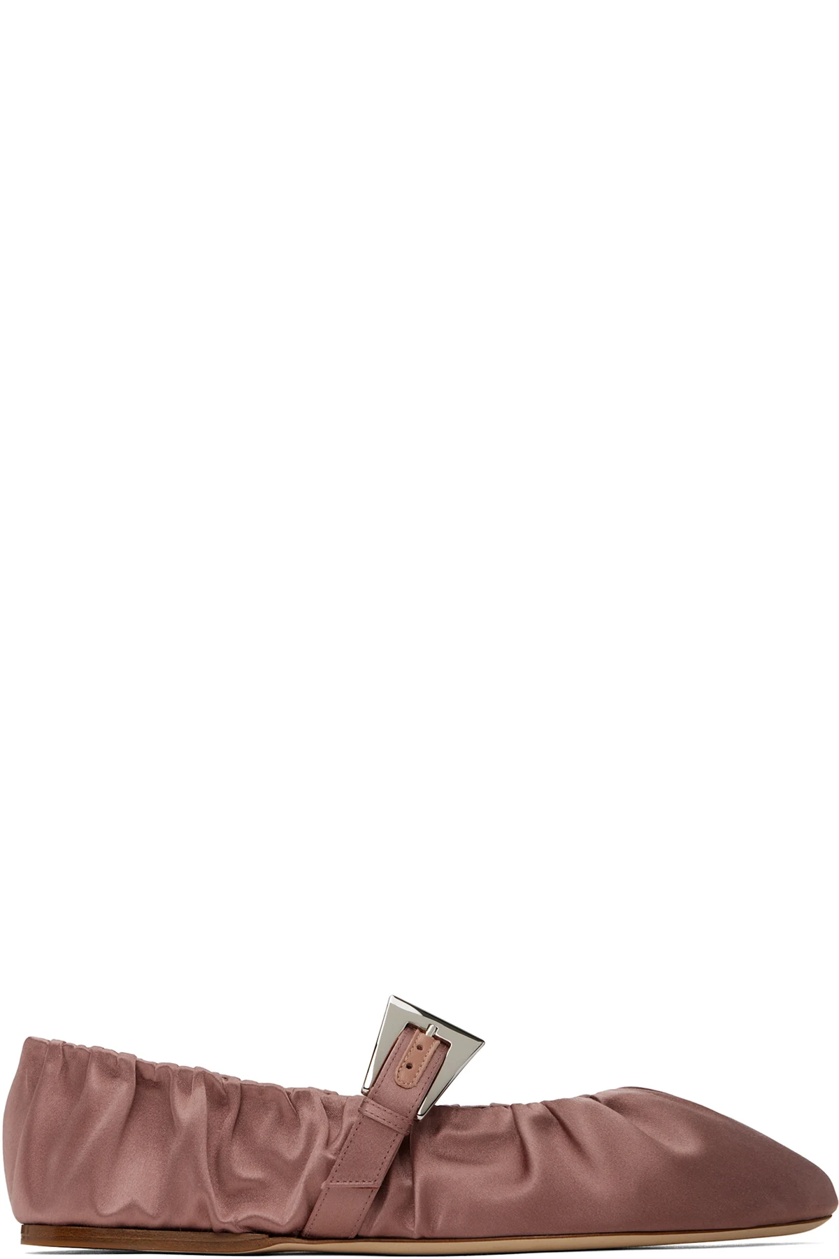 Pink Sveva Plisse Buckle Ballerina Flats