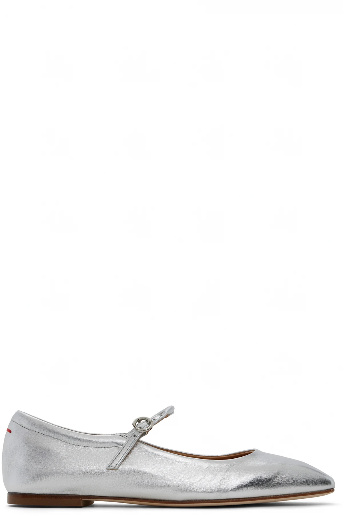 Silver Uma Leather Mary-Jane Ballerina Flats