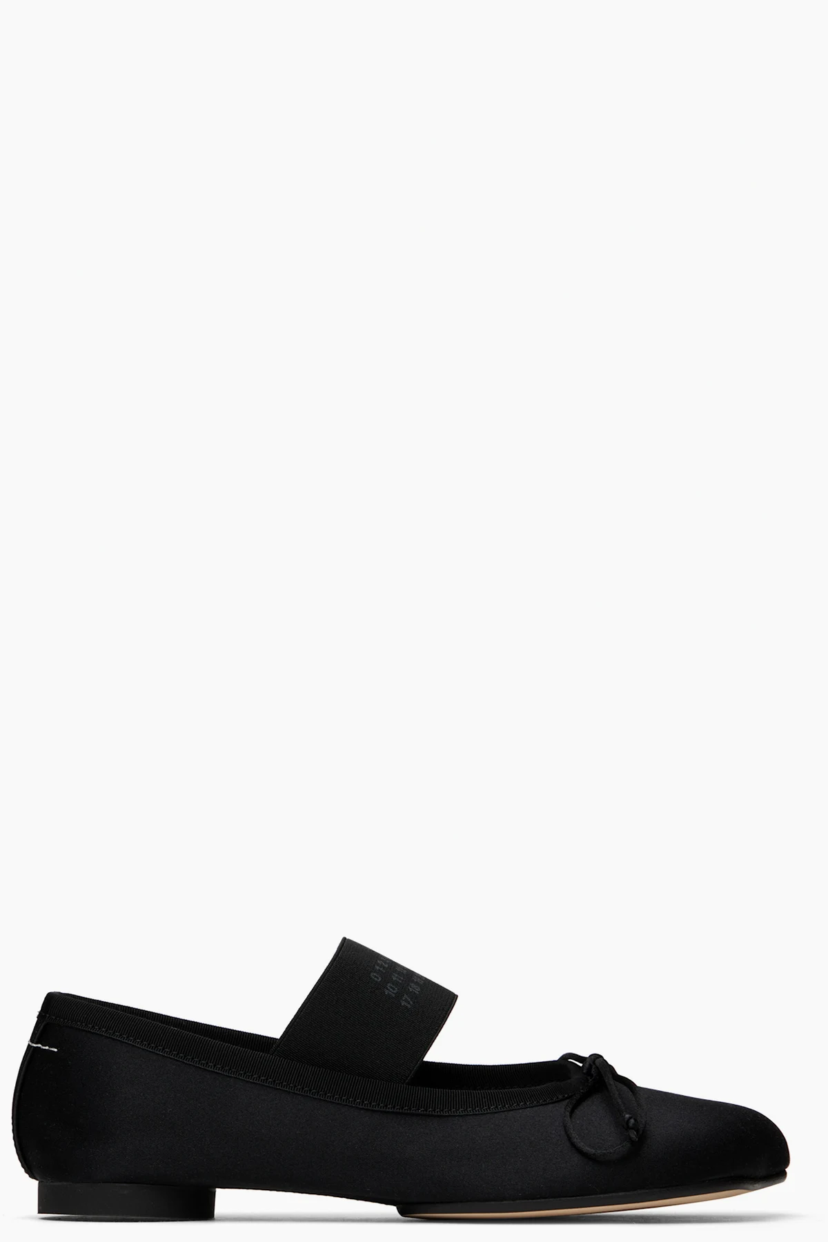 Black Satin Anatomic Logo Ballerina Flats
