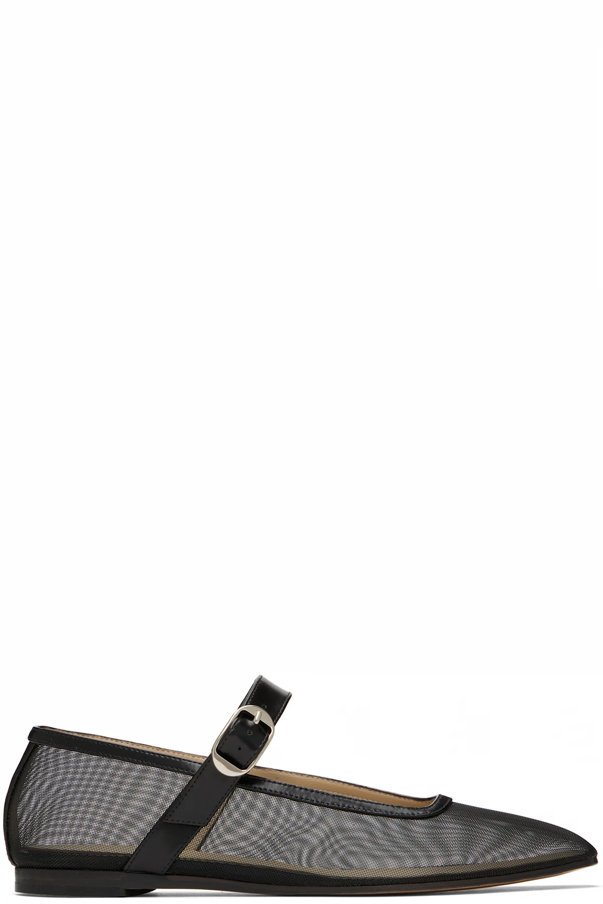 Black Mesh Mary Jane Ballerina Flats