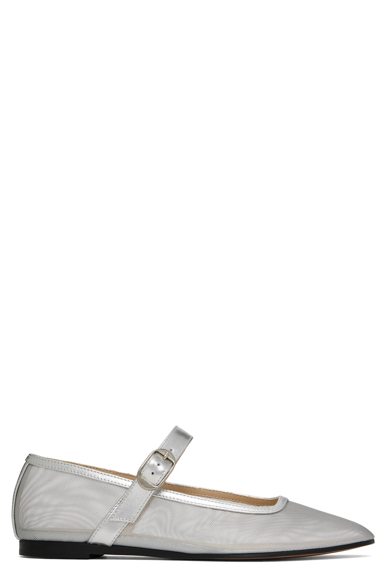 Silver Mesh Mary Jane Ballerina Flats