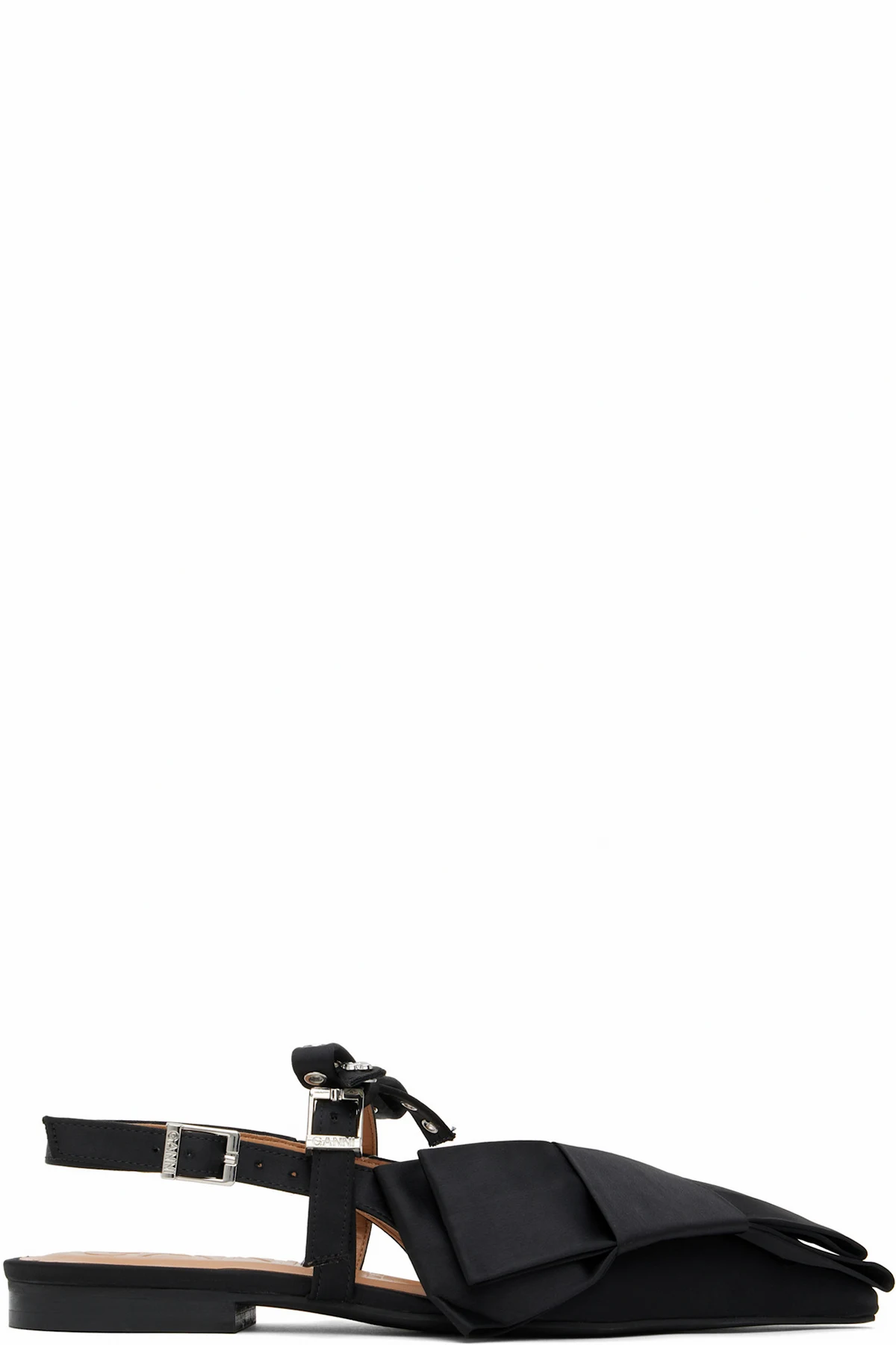 Black Big Bow Slingback Flats