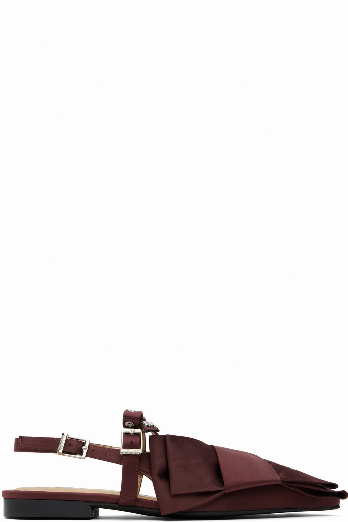 Burgundy Big Bow Slingback Flats