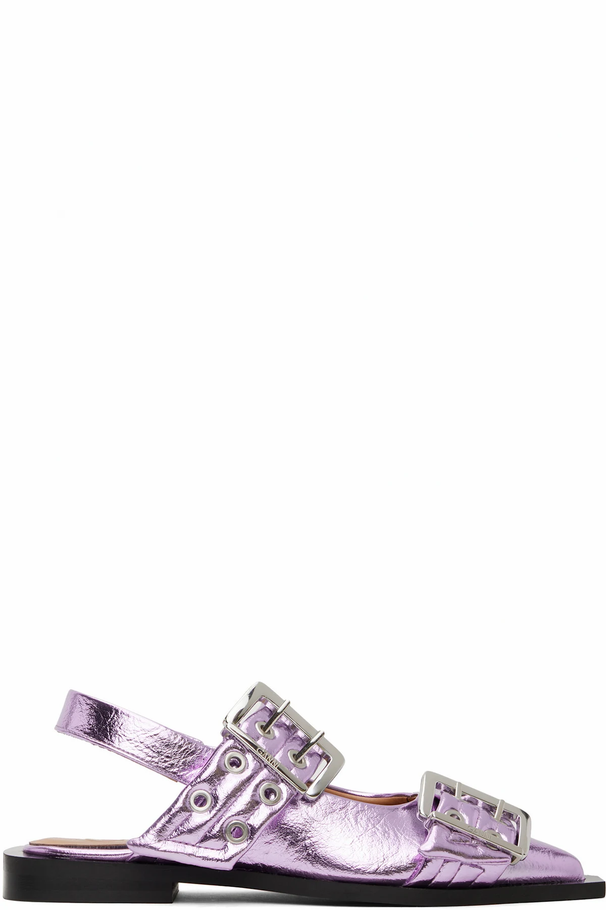 Purple Feminine Buckle Flats