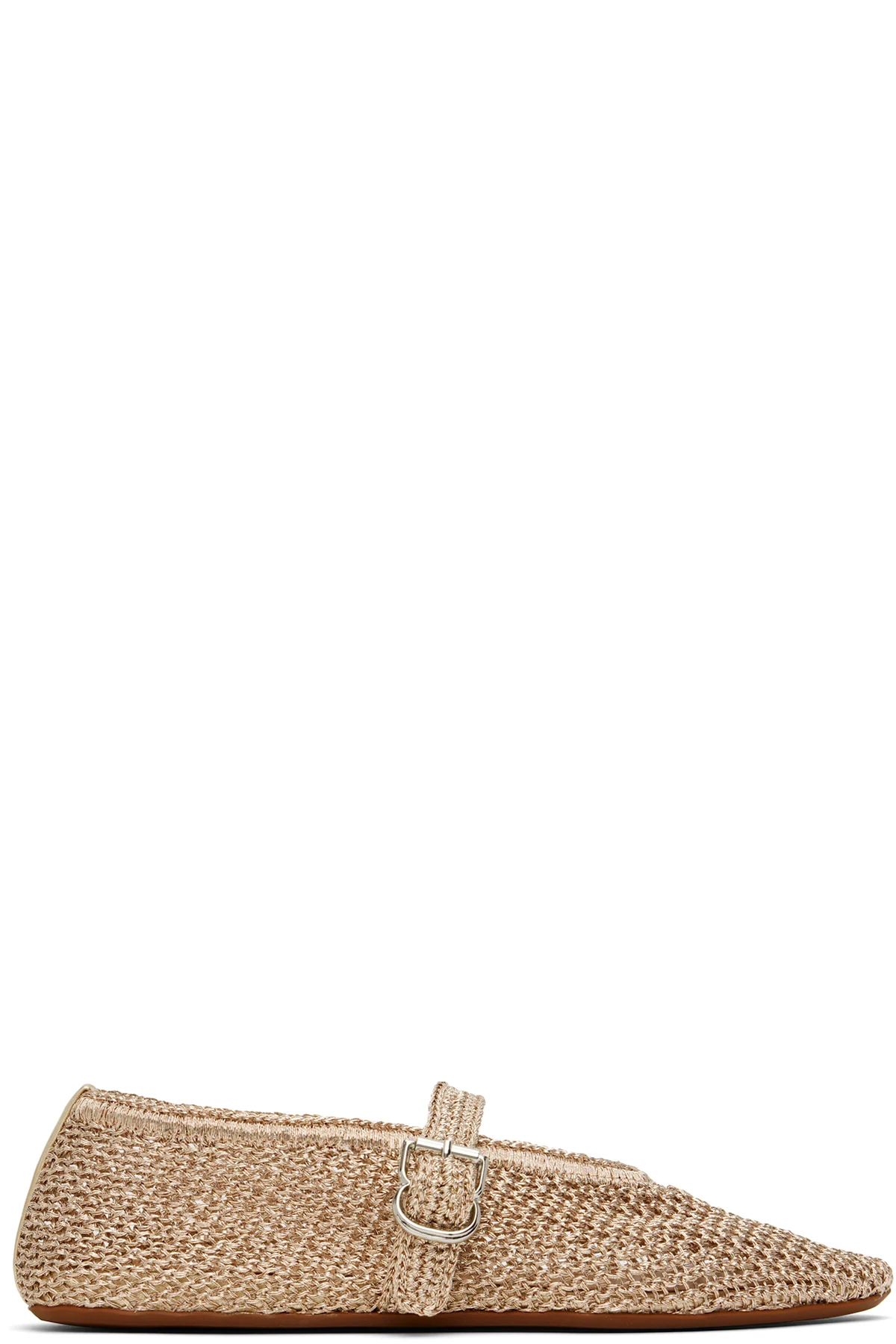 Gold Open Knit Ballerina Flats